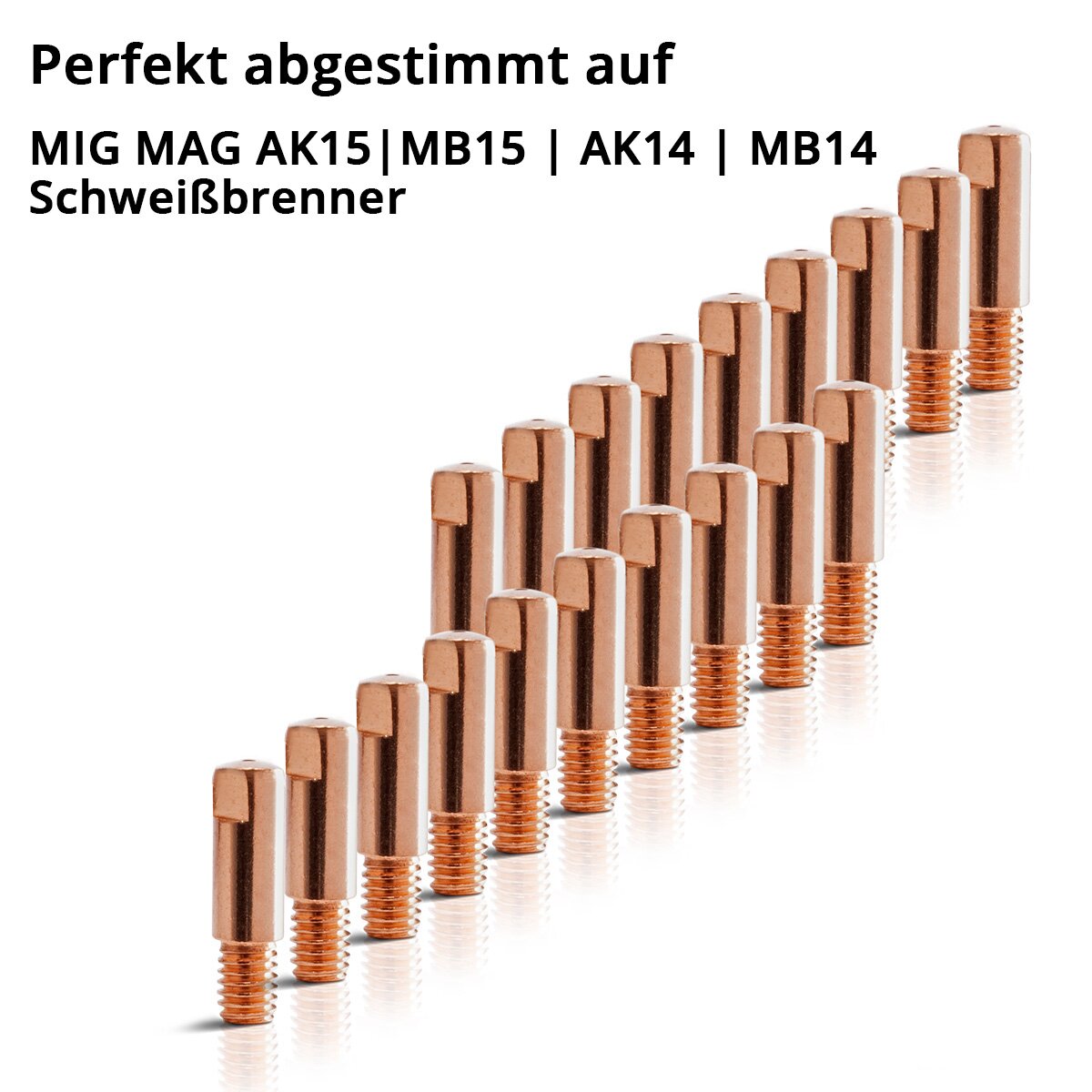 STAHLWERK 40er Set AK15 | MB15 | AK14 | MB14 Stromdüsen | Kontaktdüsen M6x25 in 0,9 mm MIG MAG Verschleißteile Set | Schweißzubehör für Schweißbrenner