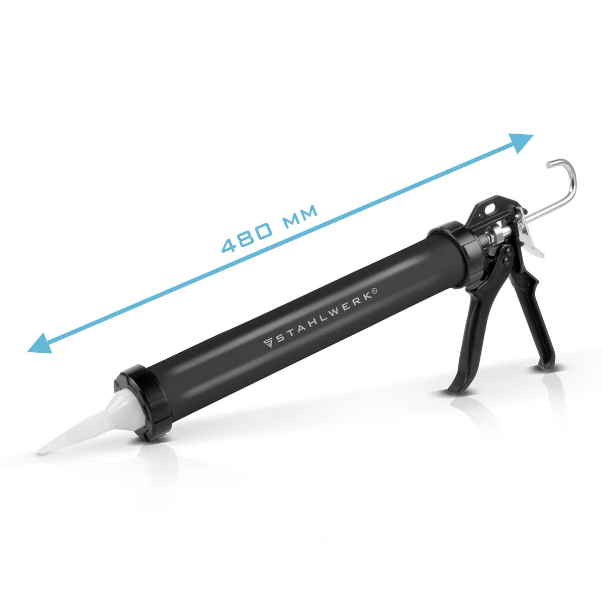 In acciaio in silicone pistola SPB-600 ST con 600 ml di pressa in silicone in alluminio | Acrilpistol | Kartuschenprede | Bag Press | Spruzzatore di silicone | Pistola da cartuccia per cartucce e sacchetti per tubo