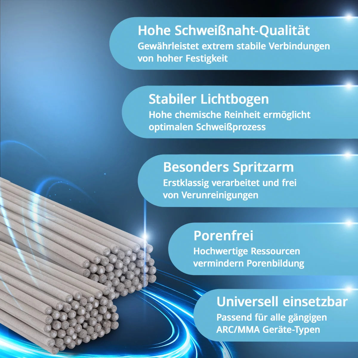 STAHLWERK 2 elettrodi rivestiti AWS E6013RR con rivestimento rutile spesso 2,5 x 350 mm, corrente di saldatura 50-90 A, elevata purezza chimica, 2 kg MMA ARC.