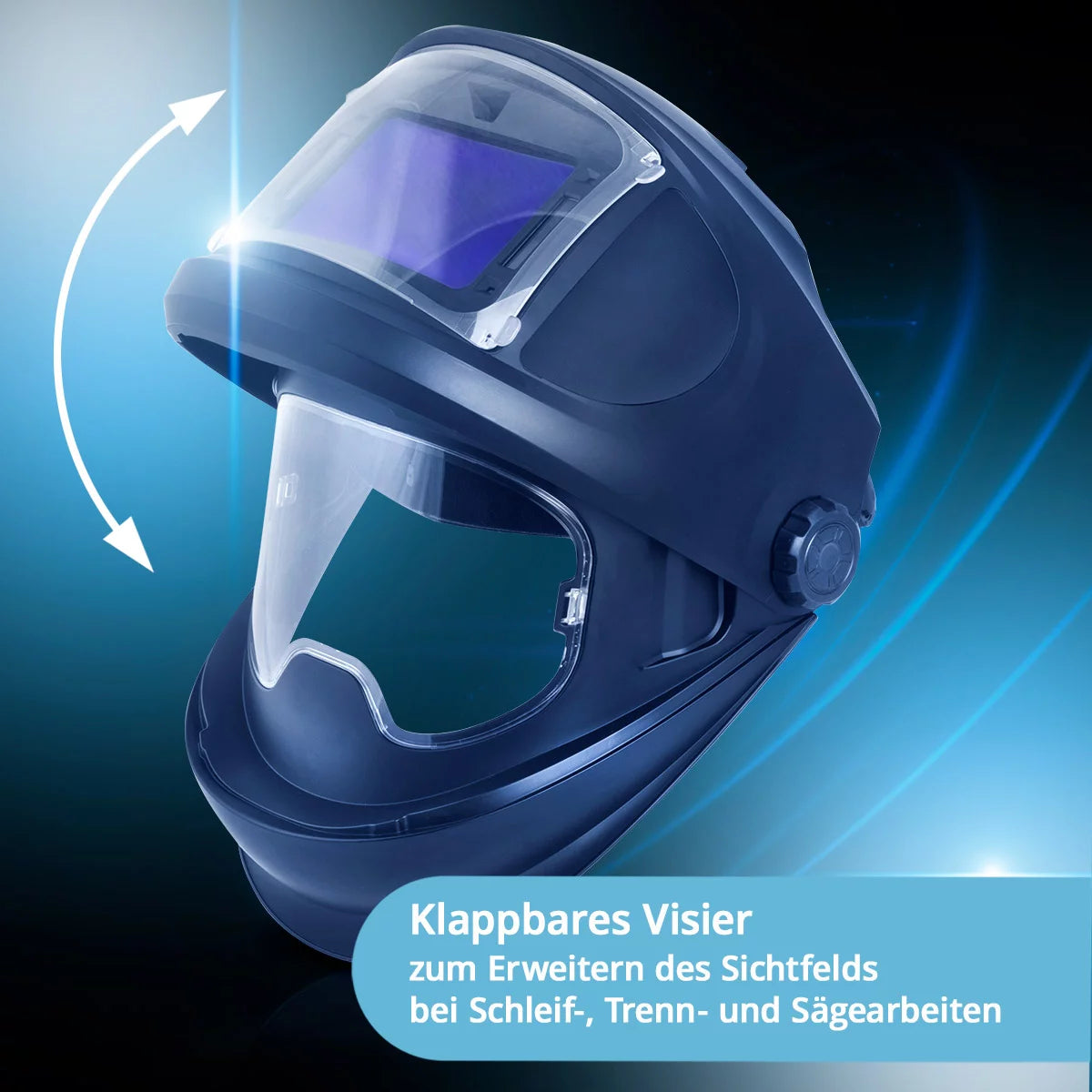 Casco de soldadura automático STAHLWERK 3 en 1 MASTER AIR | Casco de soldadura con suministro de aire fresco | Mando a distancia Bluetooth | Reproducción de color verdadero | Oscurecimiento DIN 4 hasta DIN 14 | Clase óptica 1/1/1/1