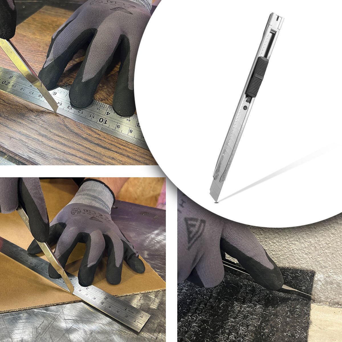 STAHLWERK Cuttermesser 10er Set mit 9 mm Abbrechklingen aus bruchfestem Carbon-Stahl präziser Cutter | Teppichmesser | Sicherheitsmesser | Paketmesser | Kartonmesser