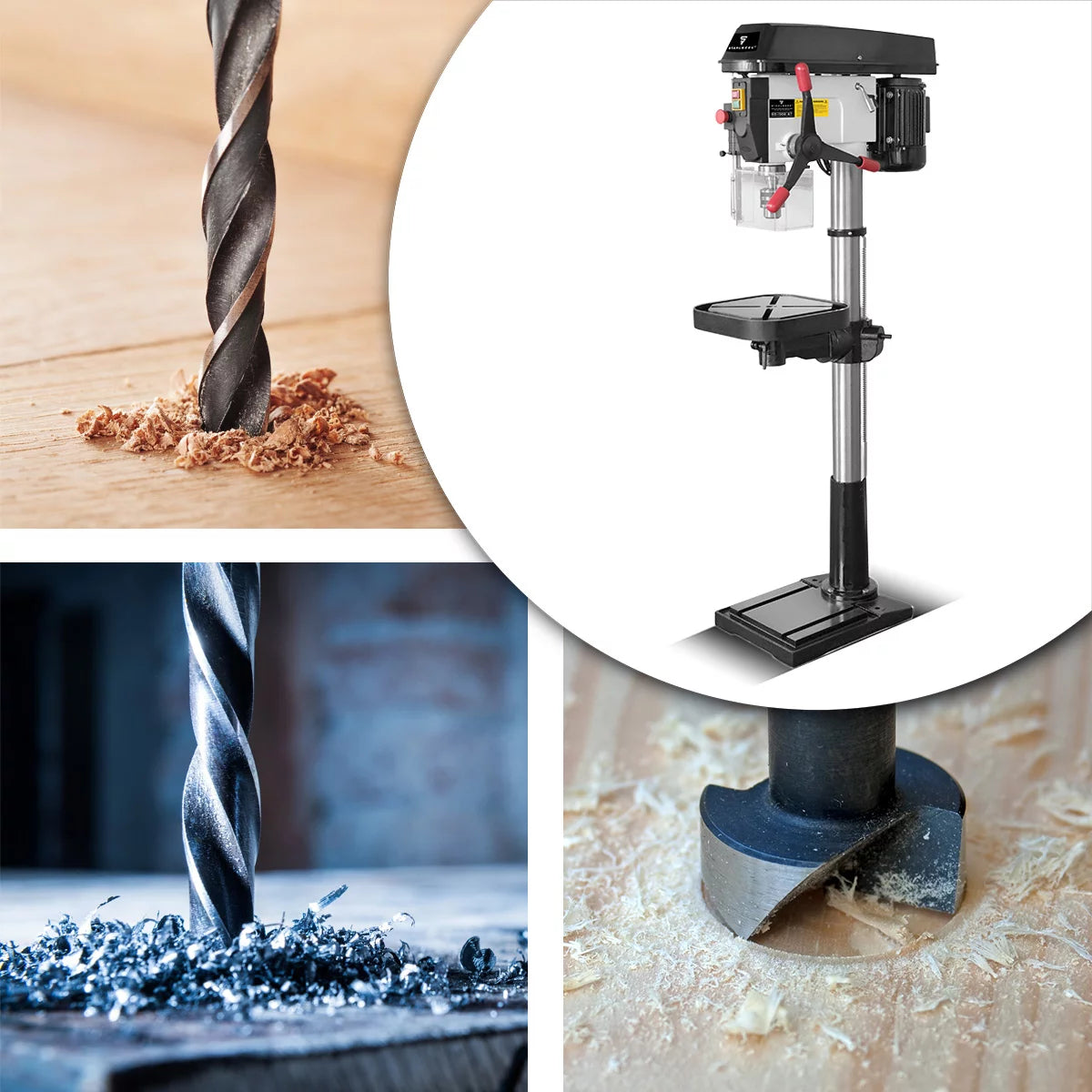 Perceuse à colonne STAHLWERK BD-1500 ST | Perceuse à colonne puissante 1500 watts pour les bricoleurs et la construction métallique | Diamètre de perçage Ø 20 mm | 150 - 2 450 tr/min | Table de perçage robuste et base en métal