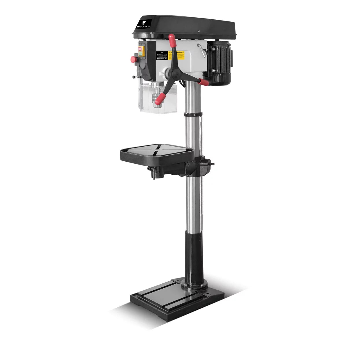 Perceuse à colonne STAHLWERK BD-1500 ST | Perceuse à colonne puissante 1500 watts pour les bricoleurs et la construction métallique | Diamètre de perçage Ø 20 mm | 150 - 2 450 tr/min | Table de perçage robuste et base en métal