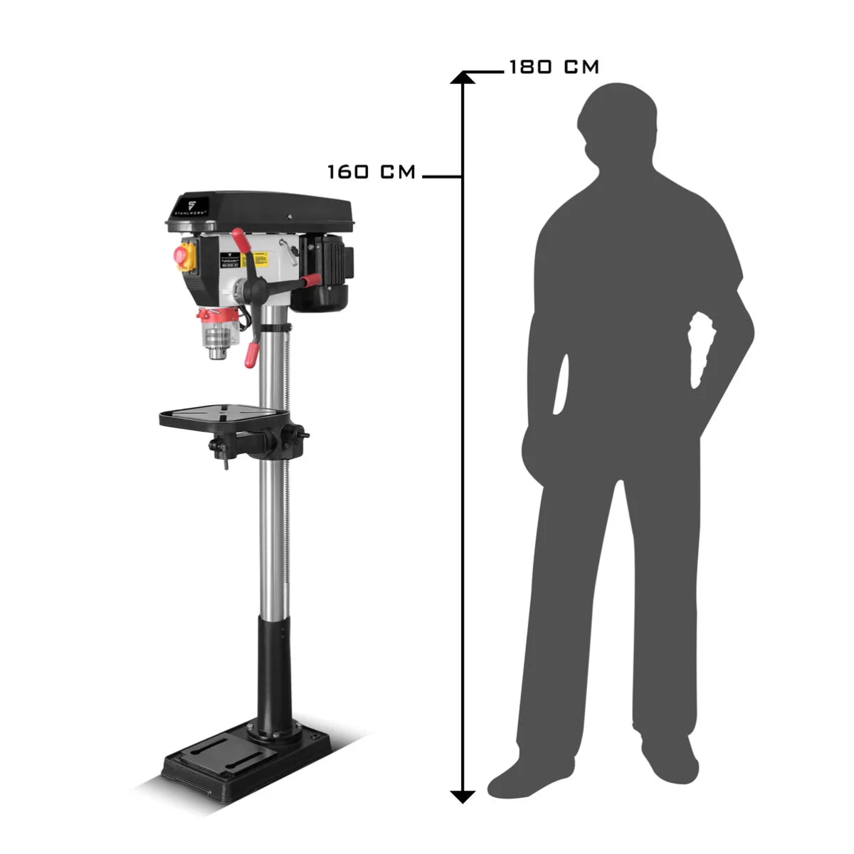 Perceuse à colonne STAHLWERK BD-900 ST | Perceuse à colonne puissante 900 watts pour les bricoleurs et la construction métallique | Diamètre de perçage Ø 20 mm | 280 - 2 380 tr/min | Table de perçage robuste et base en métal
