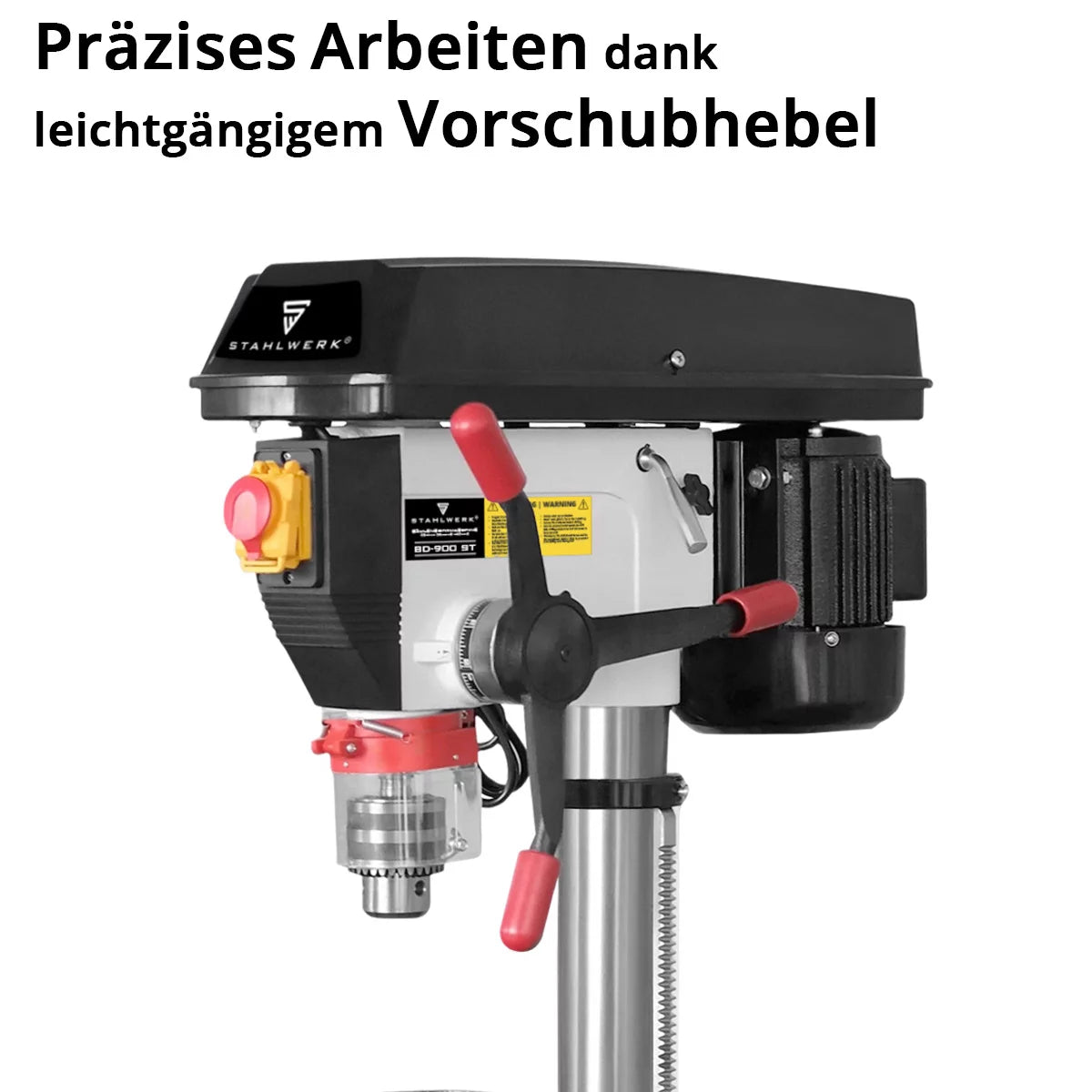 Perceuse à colonne STAHLWERK BD-900 ST | Perceuse à colonne puissante 900 watts pour les bricoleurs et la construction métallique | Diamètre de perçage Ø 20 mm | 280 - 2 380 tr/min | Table de perçage robuste et base en métal