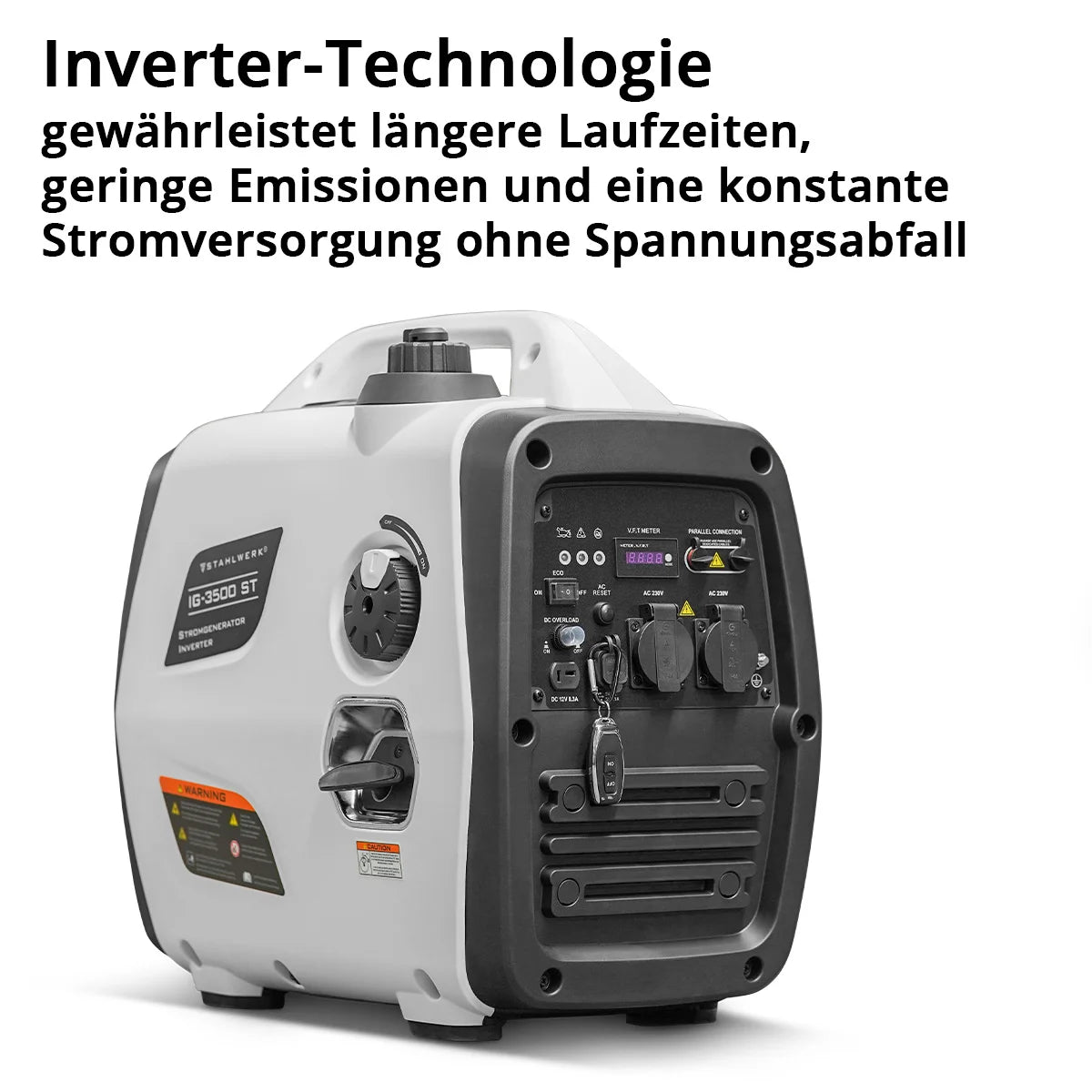 STAHLWERK IG-3500 ST Benzin Generator 3,5 kW | 4,76 PS Inverter Stromgenerator | Multi-Versorgungs Generator | Notstromaggregat, 4-Takt, 5-Verbraucher-Anschlüsse, verbrauchseffizient und wartungsarm