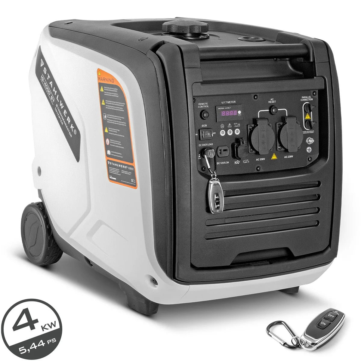 STAHLWERK IG-4000 ST Benzin Generator 4 kW | 5,44 PS | Inverter Stromgenerator | Multi-Versorgungs Generator | Notstromaggregat, 4-Takt, 5-Verbraucher-Anschlüsse, verbrauchseffizient und wartungsarm