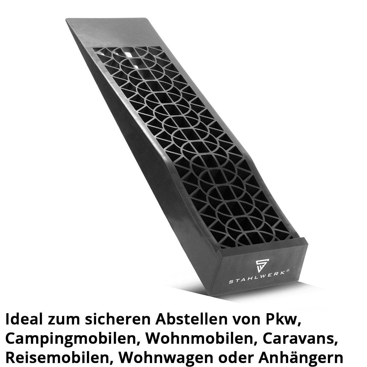 STAHLWERK Stufenkeil GT-13 ST 2er Set mit 3 t Tragkraft 700 x 200 x 78 mm Auffahrkeil | Unterlegkeil | Auffahrrampe | Auffahrbock | Ausgleichkeil für Wohnmobil, Caravan, Wohnwagen oder Anhänger