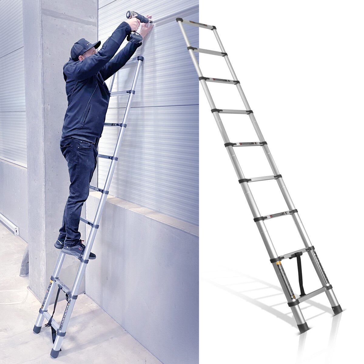 Stahlwerk Telescopic manager TL-260 ST with 150 kg load capacity and 2.60 m maximum length, pull-out aluminum conductor | Gesture manager | Sprout leaders with non-slip sprouts including a 7-year manufacturer's guarantee