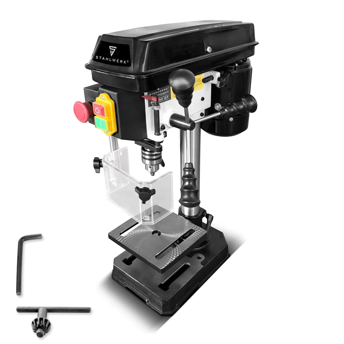 Perceuse à colonne STAHLWERK BD-350 ST | Perceuse d'établi précise 350 W pour bricolage, construction métallique | Diamètre de perçage Ø 13 mm | 620 - 2 620 tr/min | Table de perçage robuste et base en métal pour plus de stabilité