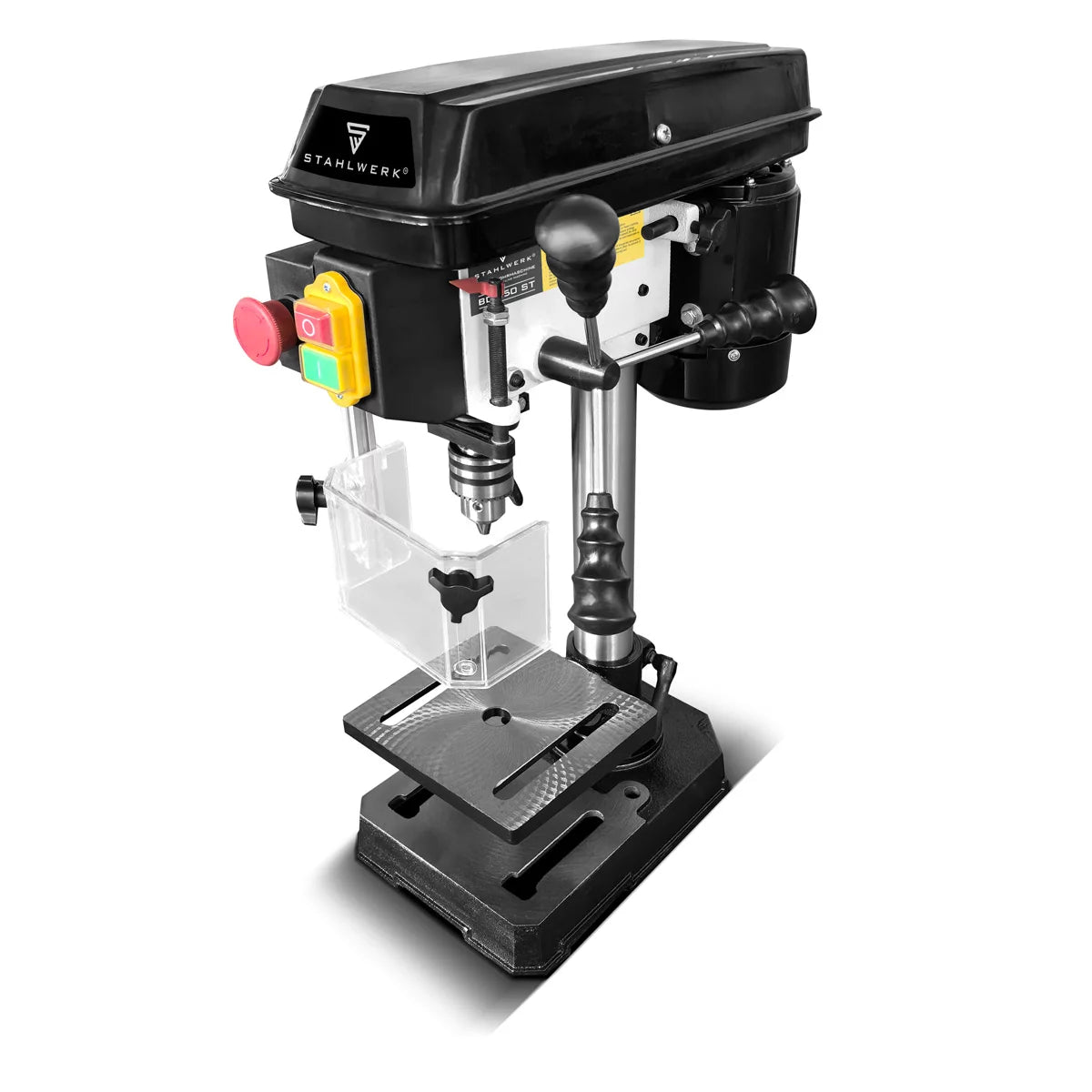 Perceuse à colonne STAHLWERK BD-350 ST | Perceuse d'établi précise 350 W pour bricolage, construction métallique | Diamètre de perçage Ø 13 mm | 620 - 2 620 tr/min | Table de perçage robuste et base en métal pour plus de stabilité