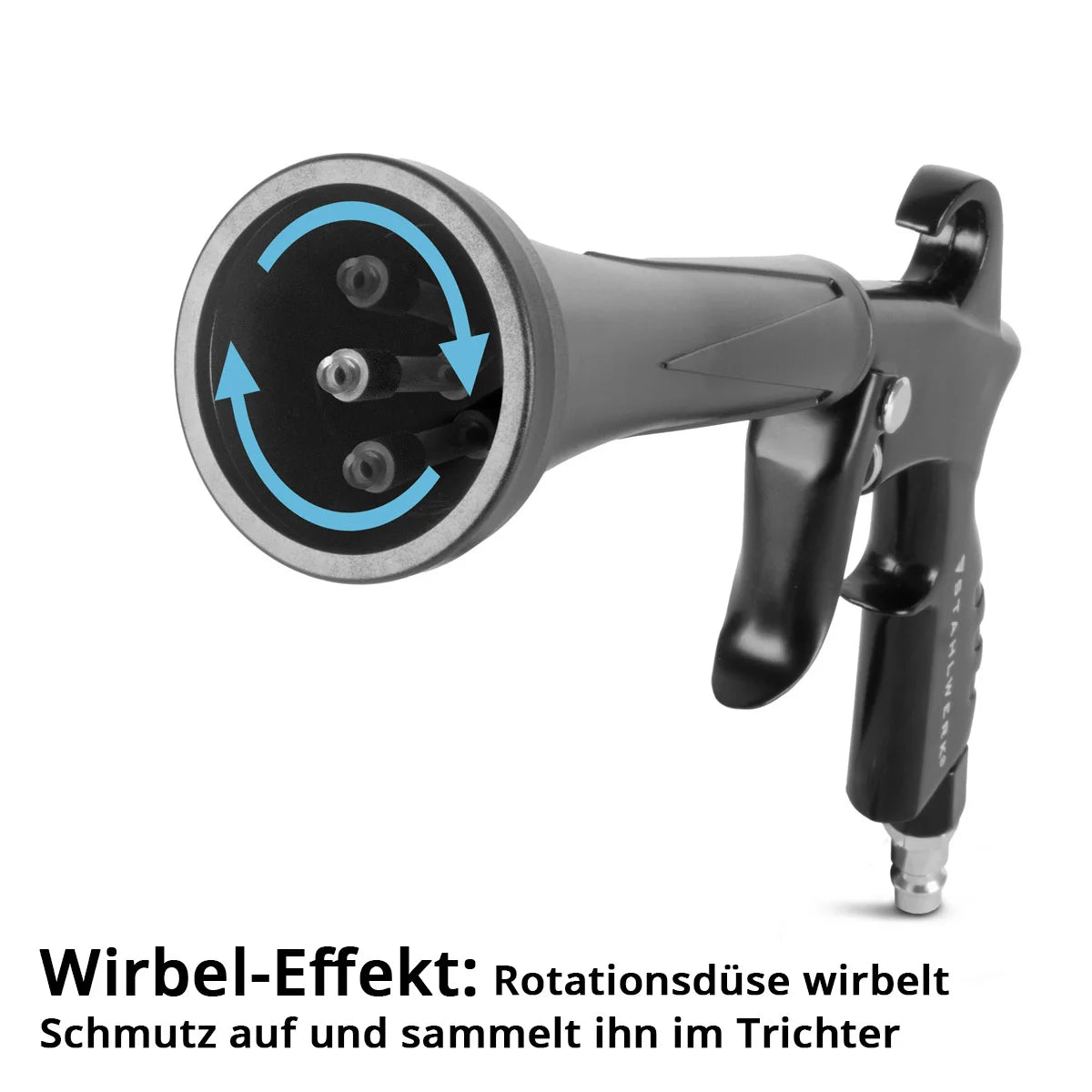 STAHLWERK dry cleaning gun RP-24 ST | Compressed air cleaning gun | Tornado effect | Upholstery cleaner | Automotive blow gun for surface cleaning