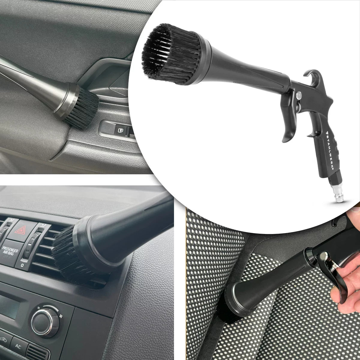 Pistola de limpieza en seco STAHLWERK RP-24 ST | Pistola de limpieza de aire comprimido | Efecto tornado | Limpiador de tapicerías | Pistola de soplado automotriz para limpieza de superficies.