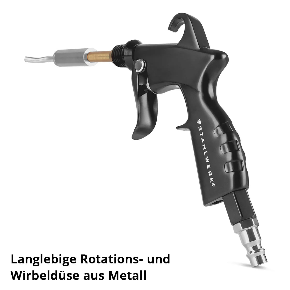 Pistola de limpieza en seco STAHLWERK RP-25 ST | Boquilla vórtice metálica con rodamiento de bolas | Pistola de limpieza de aire comprimido | Efecto tornado | Limpiador fuerte de tapicerías | Pistola de soplado automotriz para limpieza de superficies.
