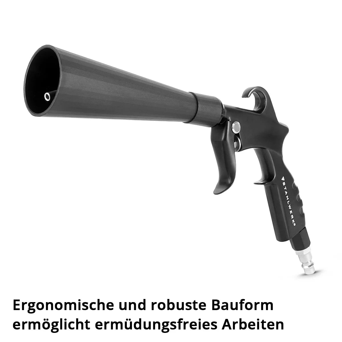 Pistola de limpieza en seco STAHLWERK RP-25 ST | Boquilla vórtice metálica con rodamiento de bolas | Pistola de limpieza de aire comprimido | Efecto tornado | Limpiador fuerte de tapicerías | Pistola de soplado automotriz para limpieza de superficies.