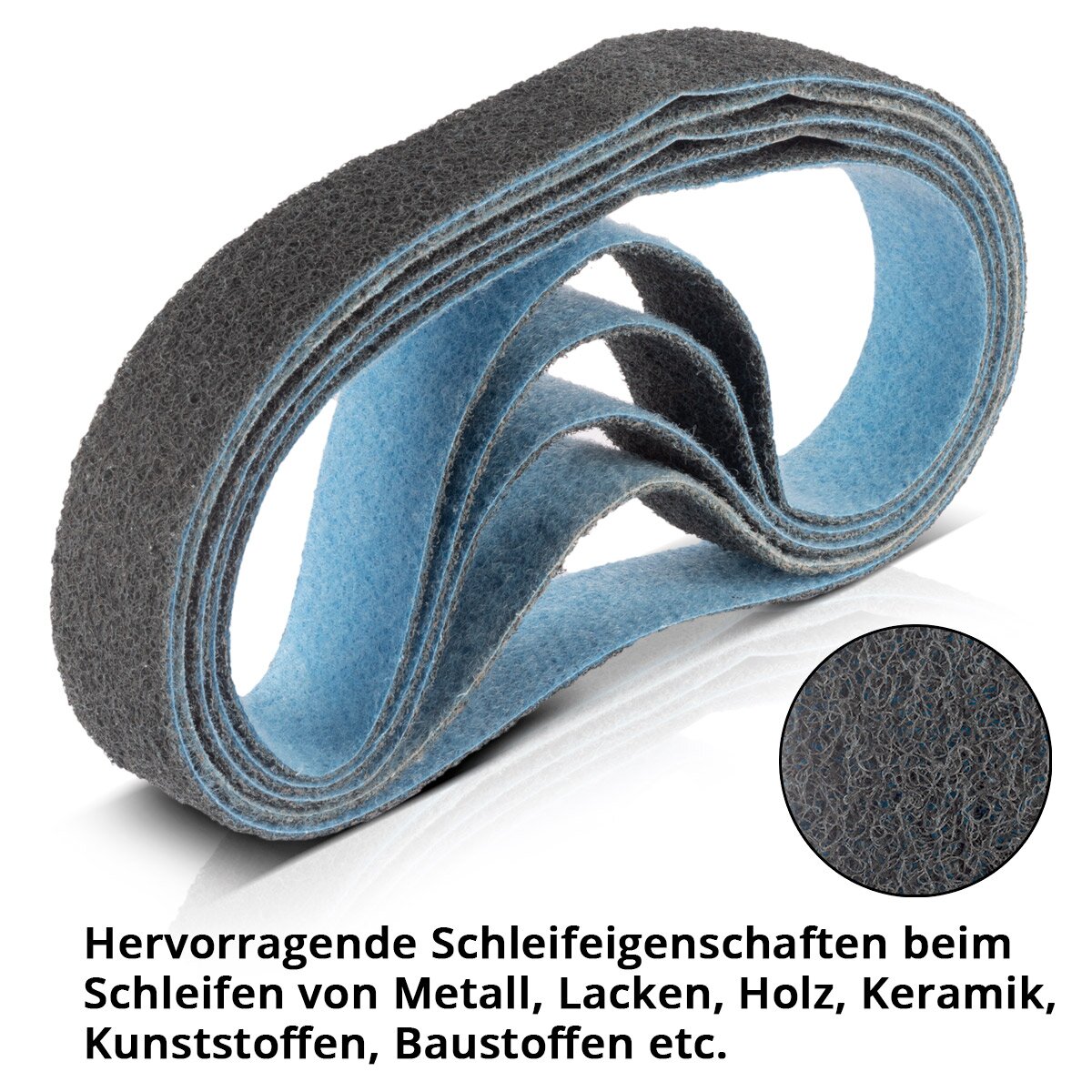 STAHLWERK Schleifvlies 5er Set feine Körnung 40 x 760 mm Schleifband | Vliesbänder | Poliervlies | Universal-Schleifbänder | Schleifmittel für Rohrbandschleifer, Bandschleifer und Schleifgeräte