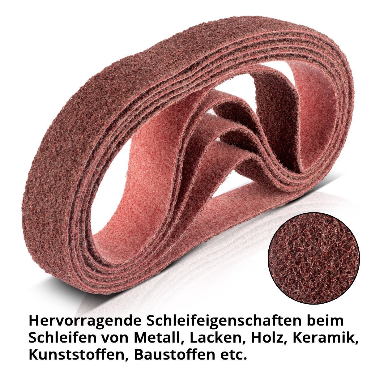 STAHLWERK Schleifvlies 5er Set mittlere Körnung 40 x 760 mm Schleifband | Vliesbänder | Poliervlies | Universal-Schleifbänder | Schleifmittel für Rohrbandschleifer, Bandschleifer und Schleifgeräte