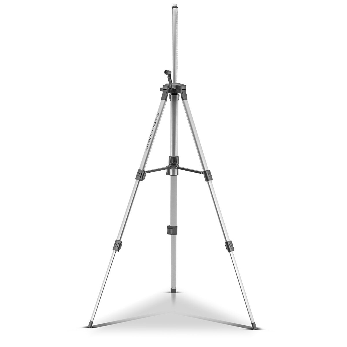 STAHLWERK Universal-Stativ für den STAHLWERK Kreuzlinienlaser KL-5 ST Teleskopstativ / Stativ / Dreibein-Stativ mit ausfahrbarer 280 mm Mittel-Säule, Kurbel und Nivellierlibelle
