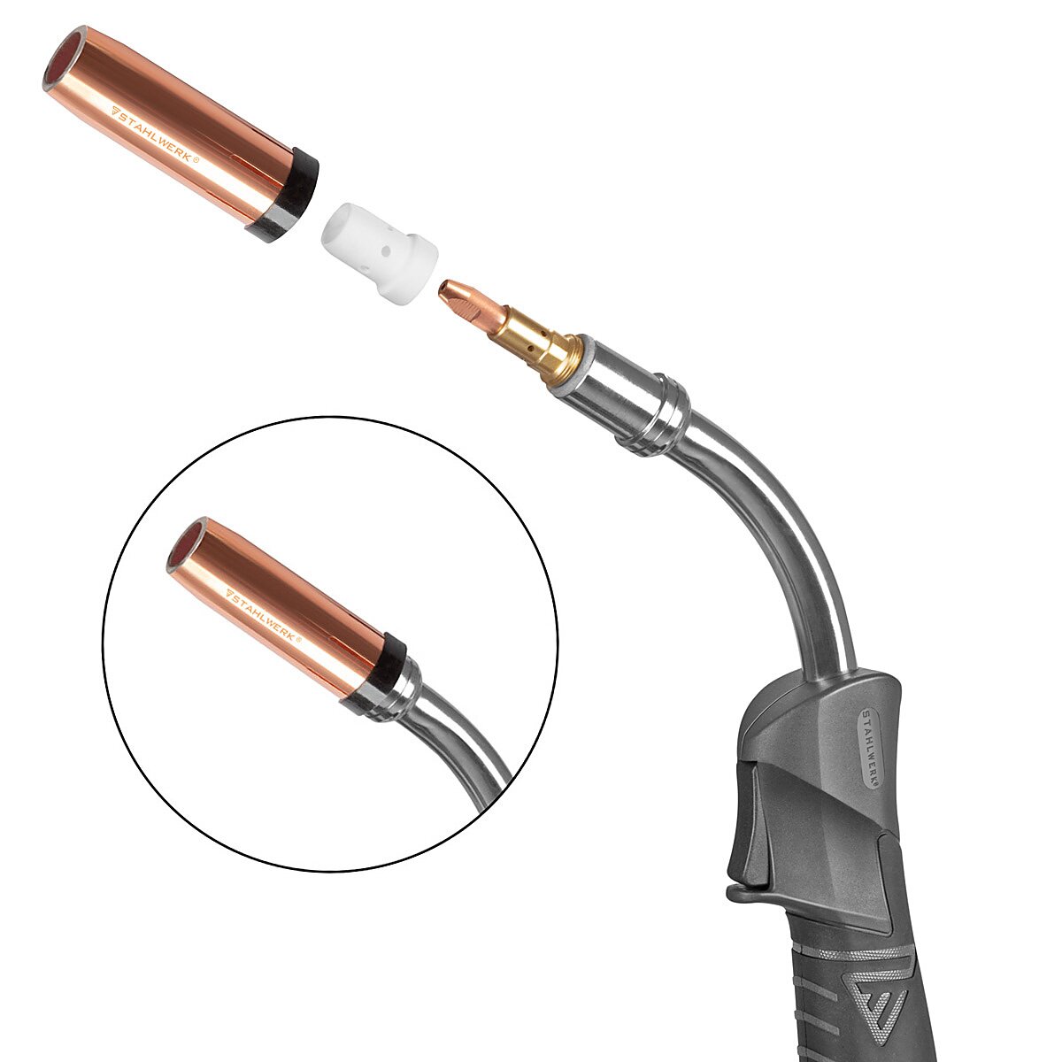 Steel mill water -cooled Mig Mag welding torch AK501D | MB501D to 500 A with 3 m protective gas hose package and Euro central connection