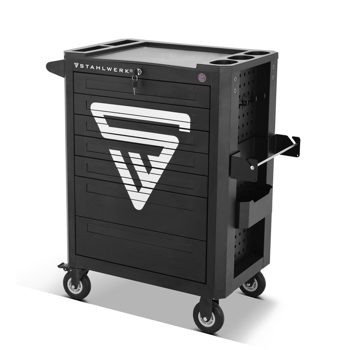 Steelworks Workshop Car Shark dotato di 235 strumenti premium realizzati in auto per attrezzi a blocchi di chiusura Chrome Vanadio | Condotti di assemblaggio professionale con 7 cassetti e rulli di lunga vita gommati