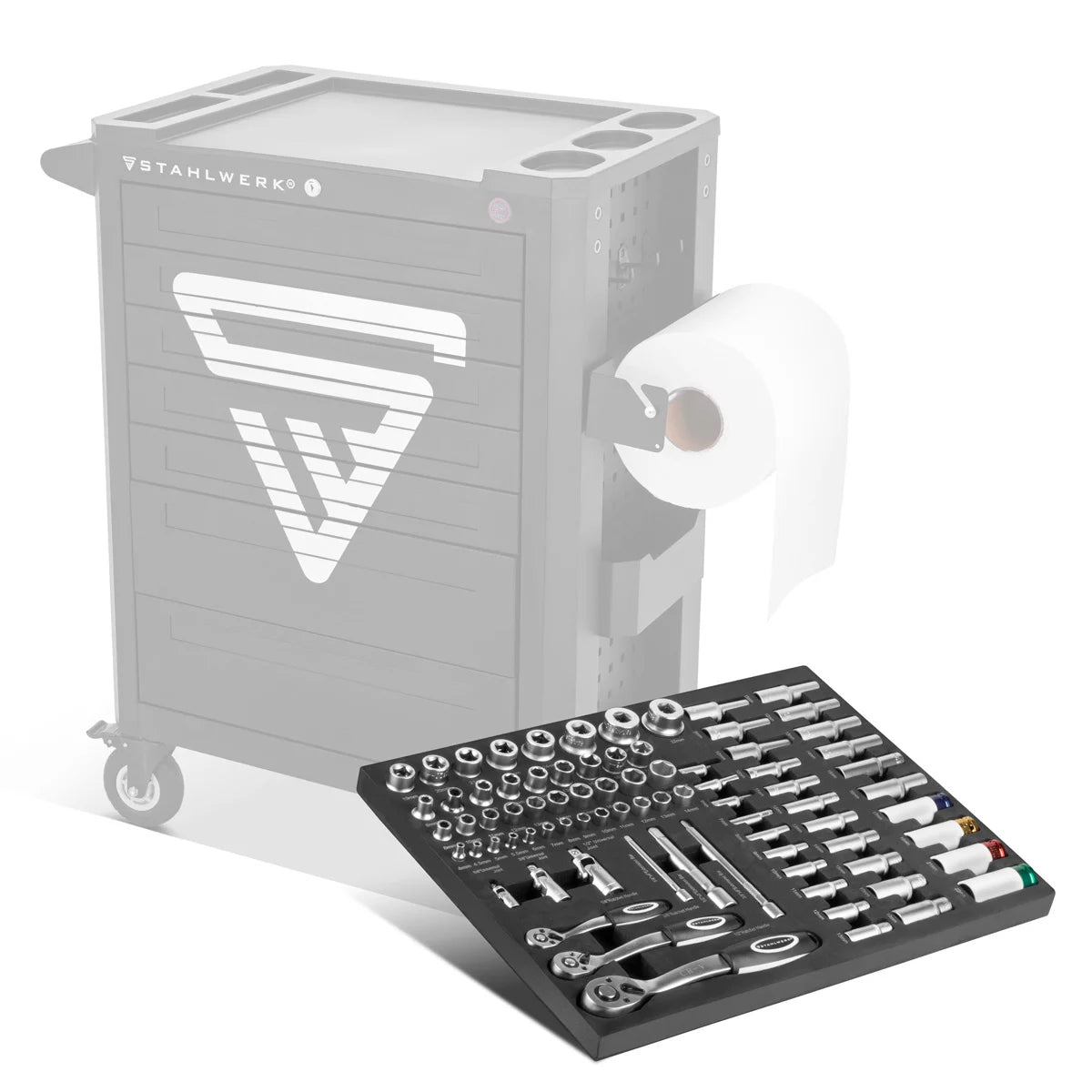 Corrige de douille professionnelle de 80 parties en acier ensemble dans un insert de voiture d'atelier | Outil CRV de haute qualité | INSERT DE CAR TOODE | Organisation parfaite | SCARRING ET RACHET SET | 1/4 ", 3/8", 1/2 "
