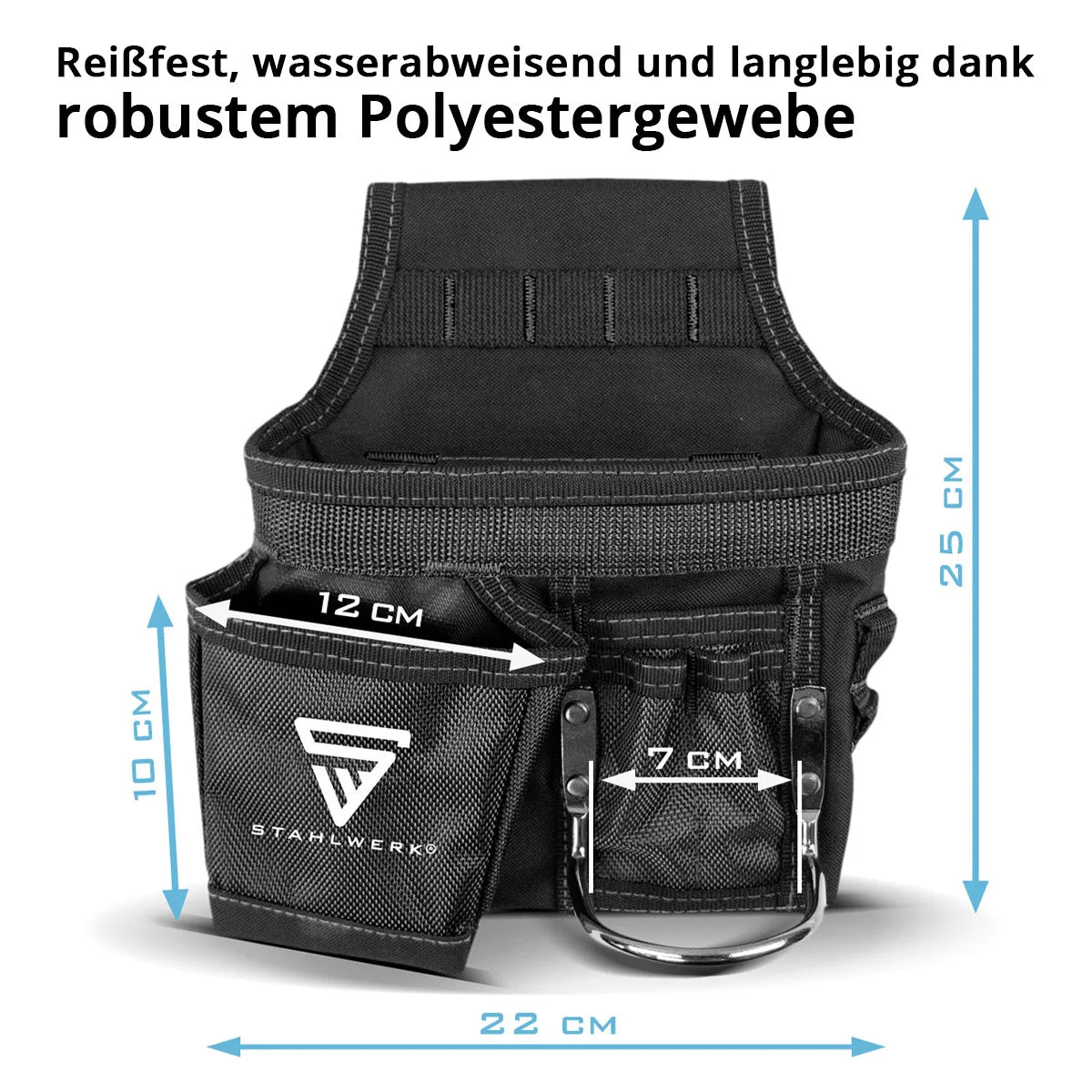 Steel mill Tool belt made of robust polyester fabric | Multifunctional tool belt bag with a spacious storage space, hammer holder, measuring tape holder | Craftsman belt | Tool bag