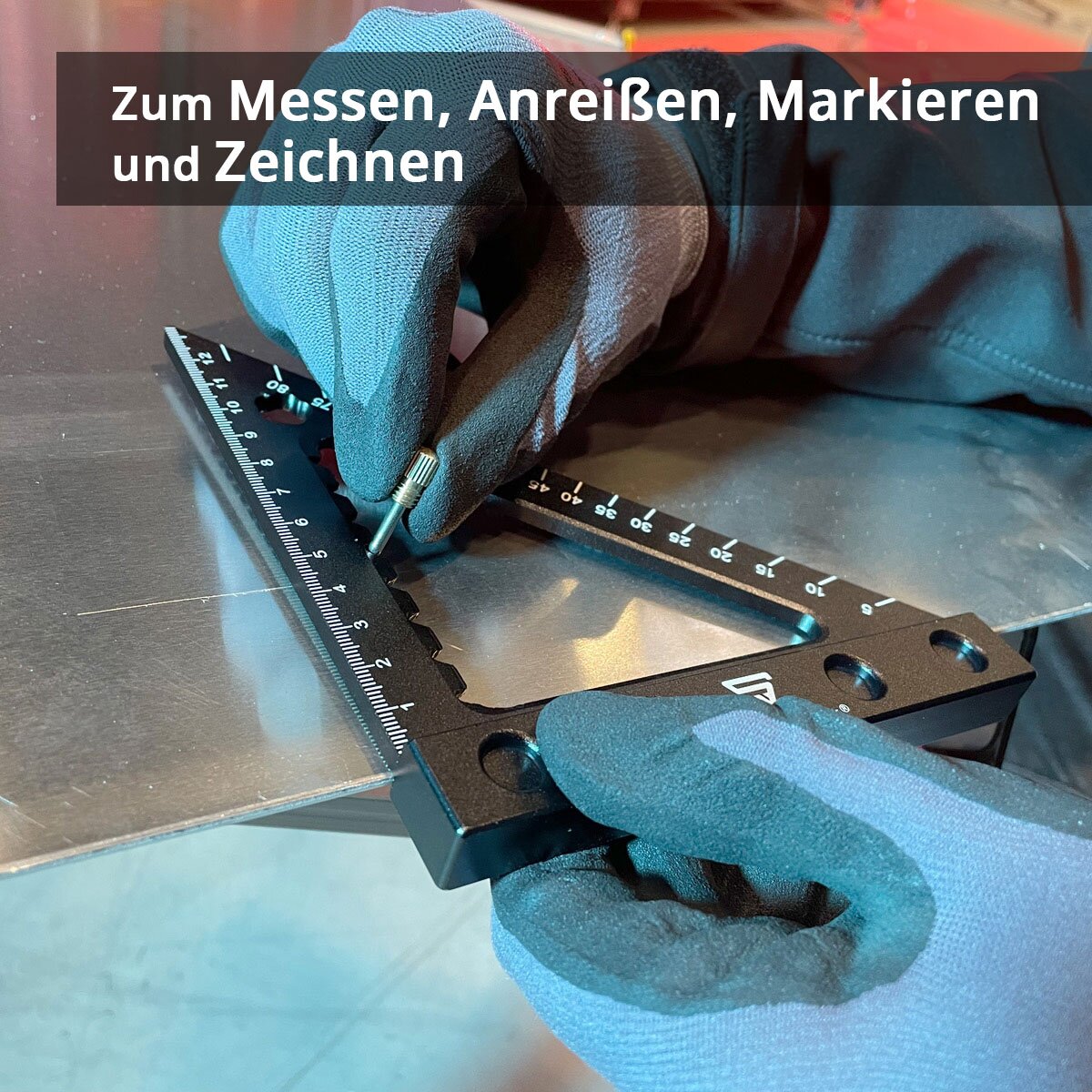 Triangle de winkeld Steelworks avec arrêt et marquage d'aiguille métrique angle d'aluminium-angelline | Triangle d'angle Matt | Zimmermannswinkel pour la mesure précise, déchirée, marque et dessiner