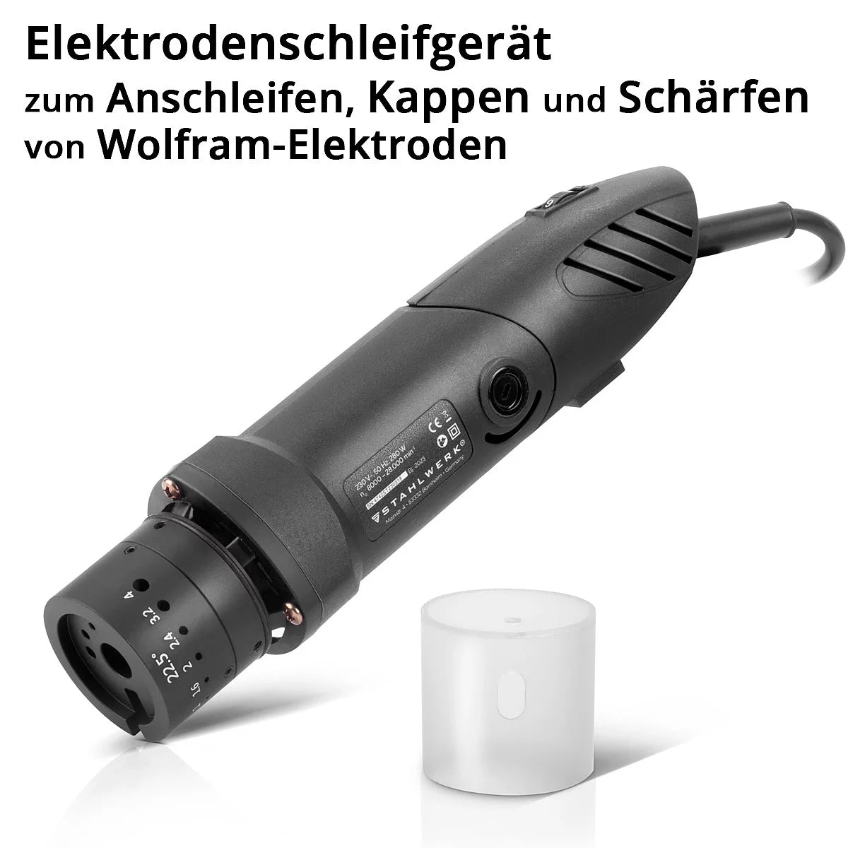 مطحنة التنغستن STAHLWERK WS-28 ST بقدرة 280 واط و800 - 28000 دورة في الدقيقة مطحنة كهربائية TIG | طاحونة التنغستن | مبراة القطب لشحذ أقطاب التنغستن 1.0 - 4.0 مم