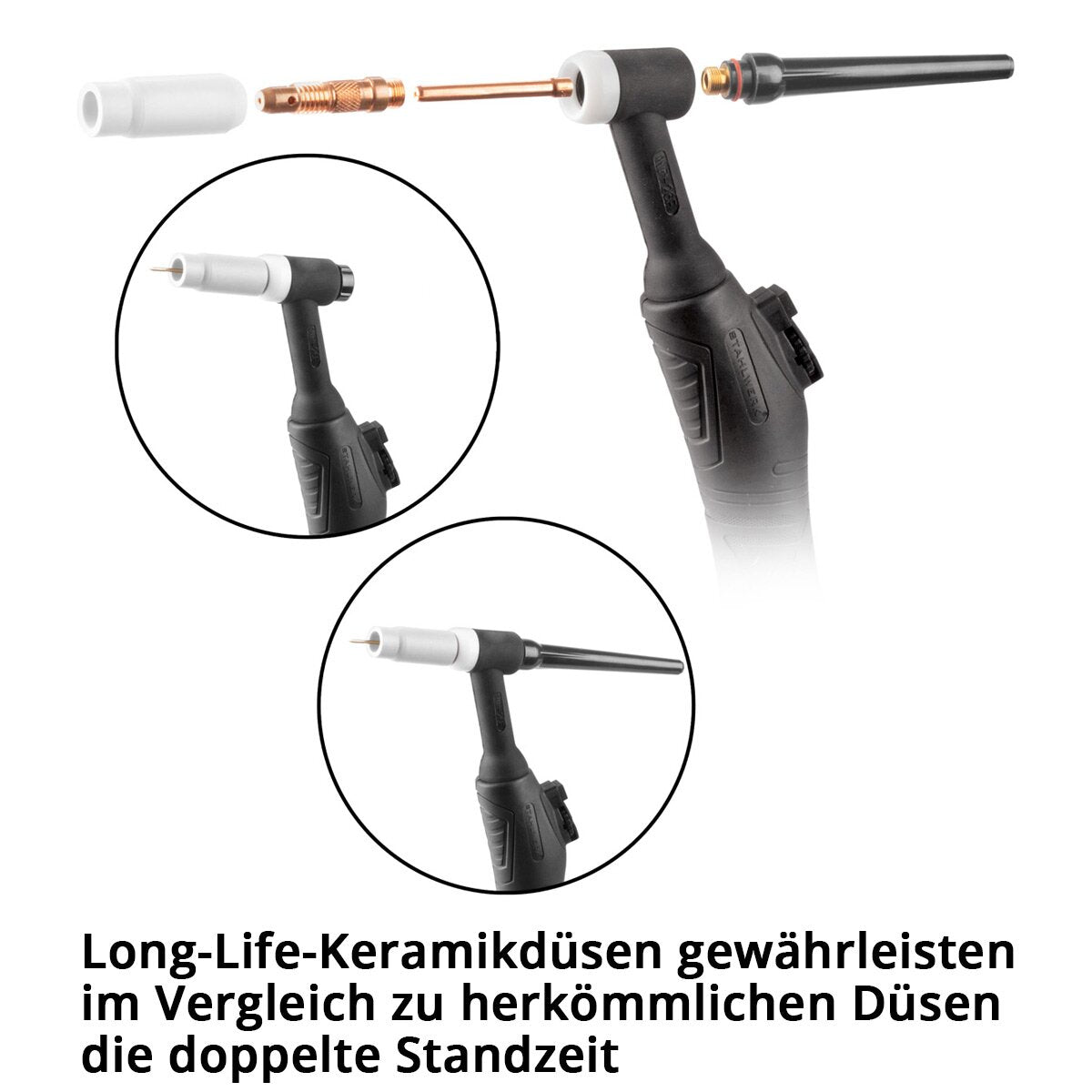 Jeu de pièces d'usure STAHLWERK WP-26 Premium TIG Accessoires de soudage 26 pièces avec buses en céramique longue durée, manchons de serrage, boîtiers de manchons de serrage et capuchons de torche pour WP | Torches de soudage SR 17, 18, 26 TIG