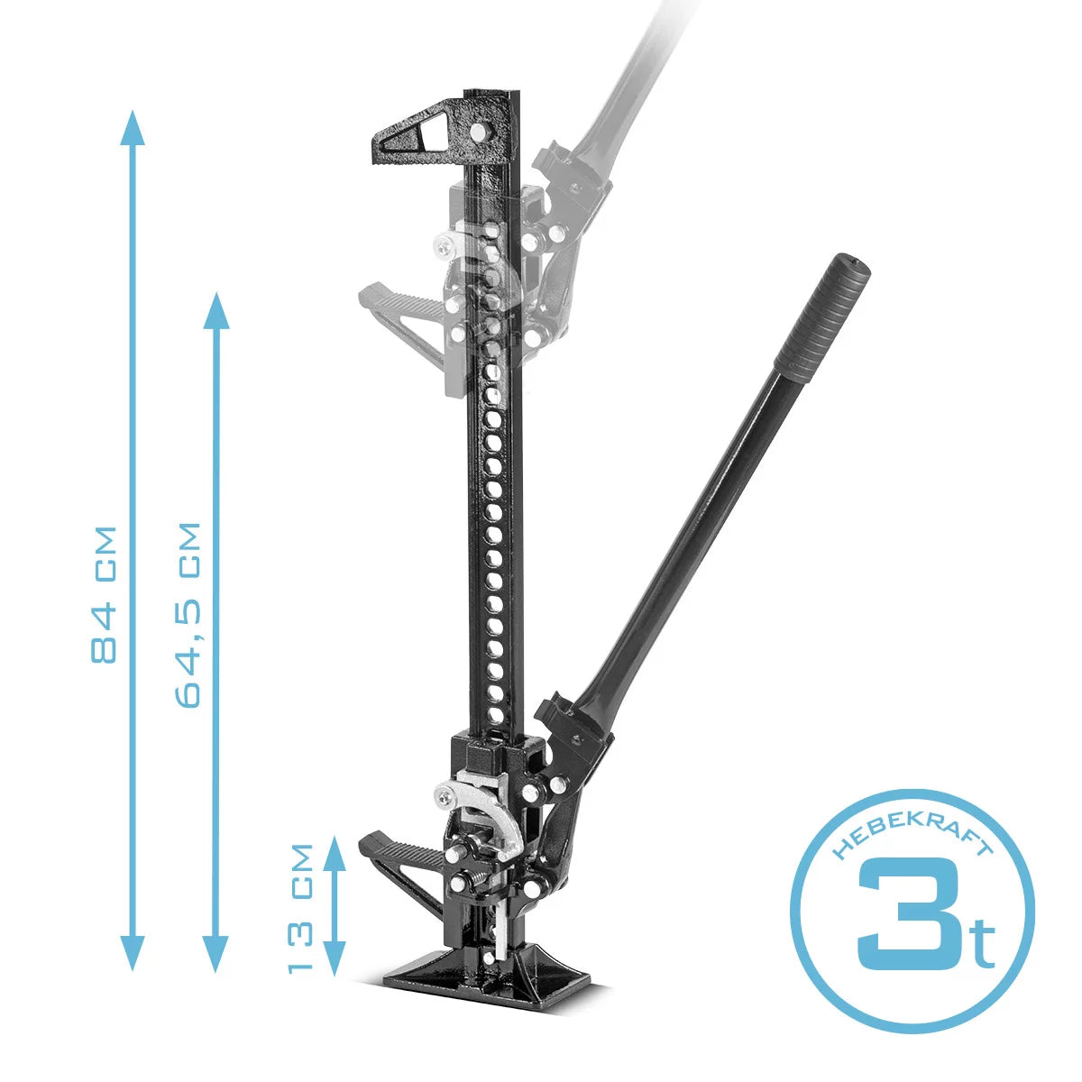 Steelworks rack lifter 33 "with 3 t load capacity and 13-64.5 cm lifting height Farm-jack | heavy load truck lifter | rack winch | stick winds | off-road car lifter | high-lift jack | all-purpose lifter