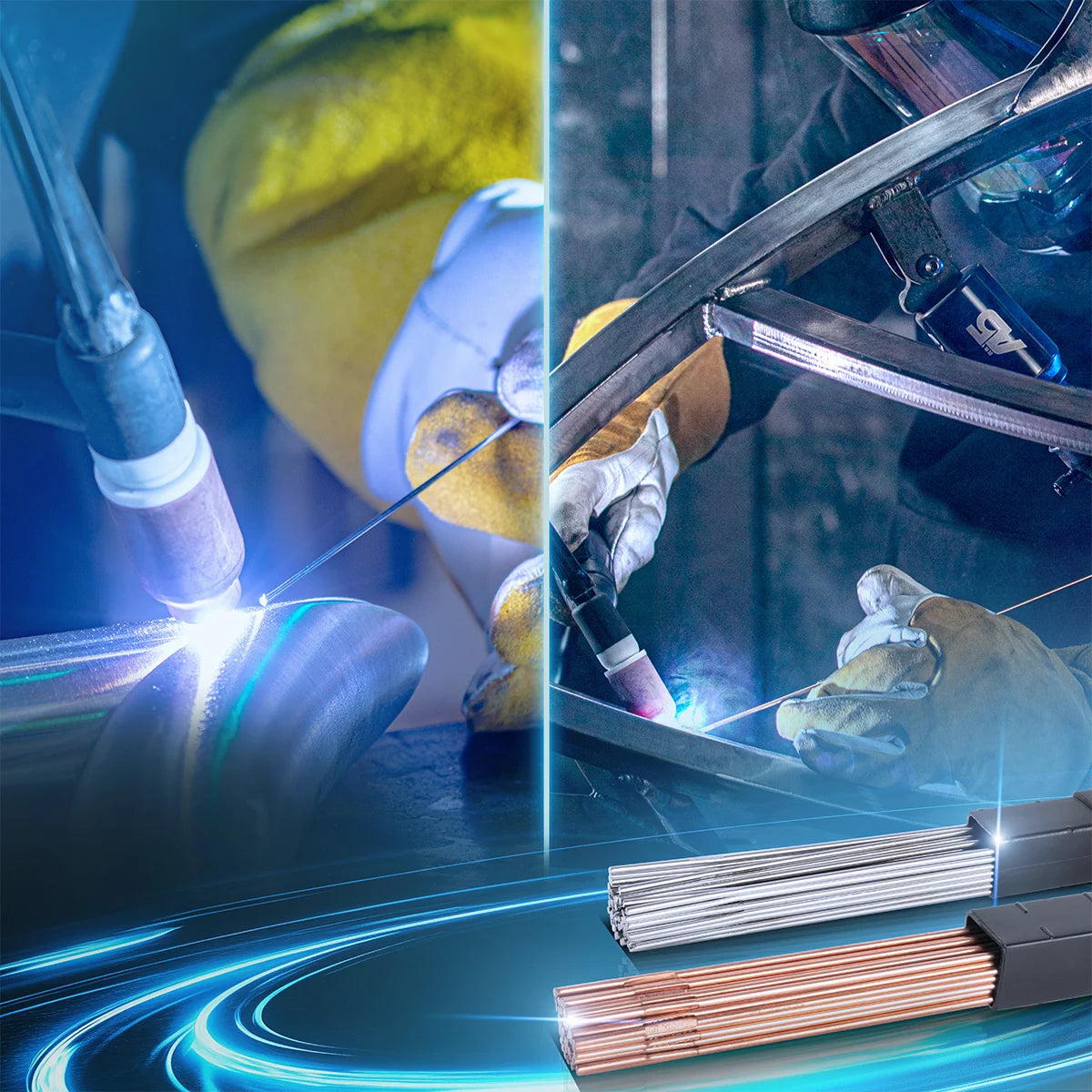 Steelworks Wig Soudage Sticks Steel / acier inoxydable / Ø 2,5 / 2,4 mm x 500 mm dans l'ensemble pratique / 1 kg / y compris la boîte de rangement