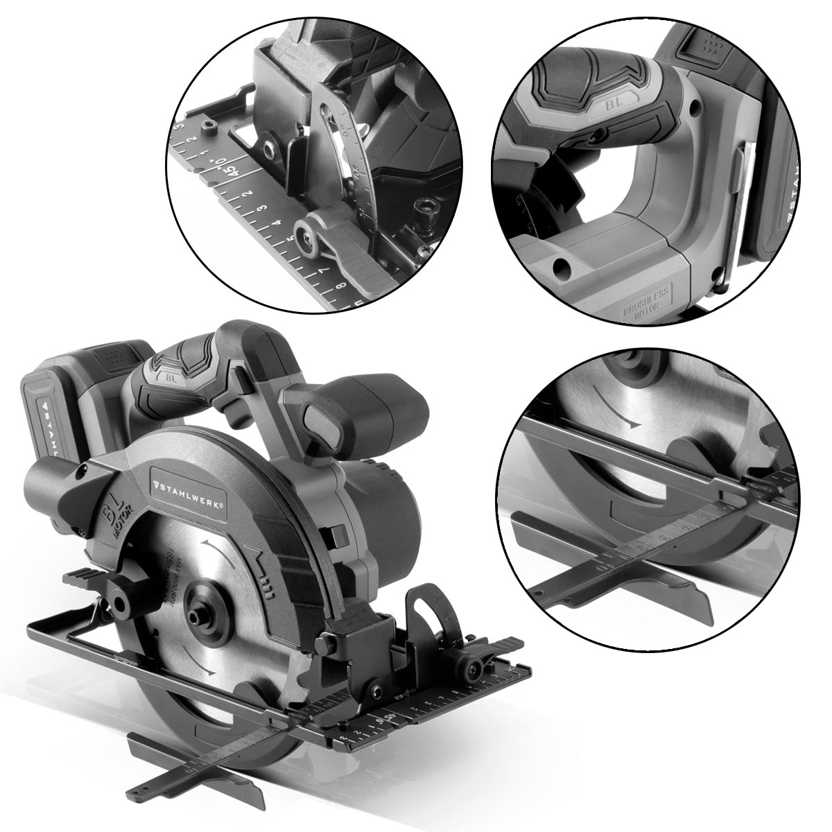 Stahlwerk AKS-20 ST Battery Hand Circular Saw Technology sin escobillas con 900 vatios y 4.500 rpm para cortar madera, PVC, MDF, madera contrachapada y otros materiales