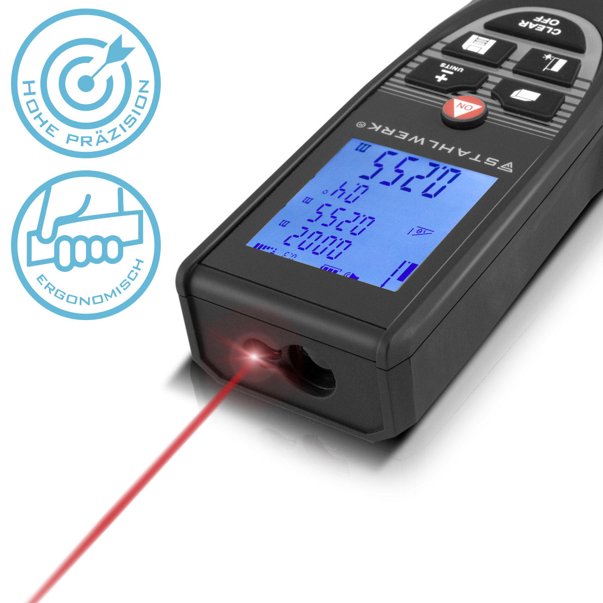 Couteau à déménagement en acier Laser L-40 ST jusqu'à 40 m Couteau de distance avec dispositif de mesure numérique, distance et distance de distance à distance pour les distances et la teneur en espace sur les sites de construction ou à l'intérieur