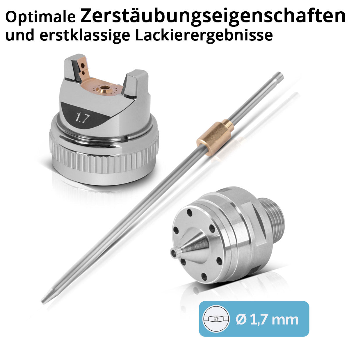 STAHLWERK Düsensatz 1,7 mm Düse für Lackierpistole / Spritzpistole / Sprühpistole / Spraypistole
