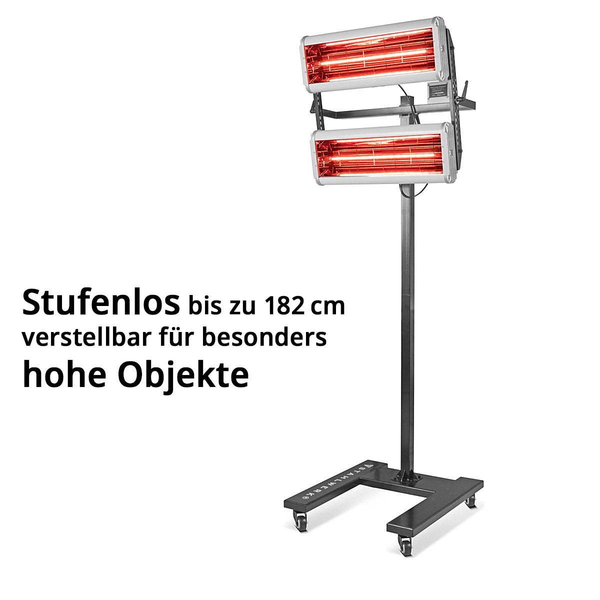 STAHLWERK Infrarot Lacktrockner IL-2400 ST mit 2.400 Watt und Stativ, leistungsstarker Infrarottrockner / IR Strahler / IR Trockner zum professionellen Trocknen von Autolack, Grundierungen uvm.