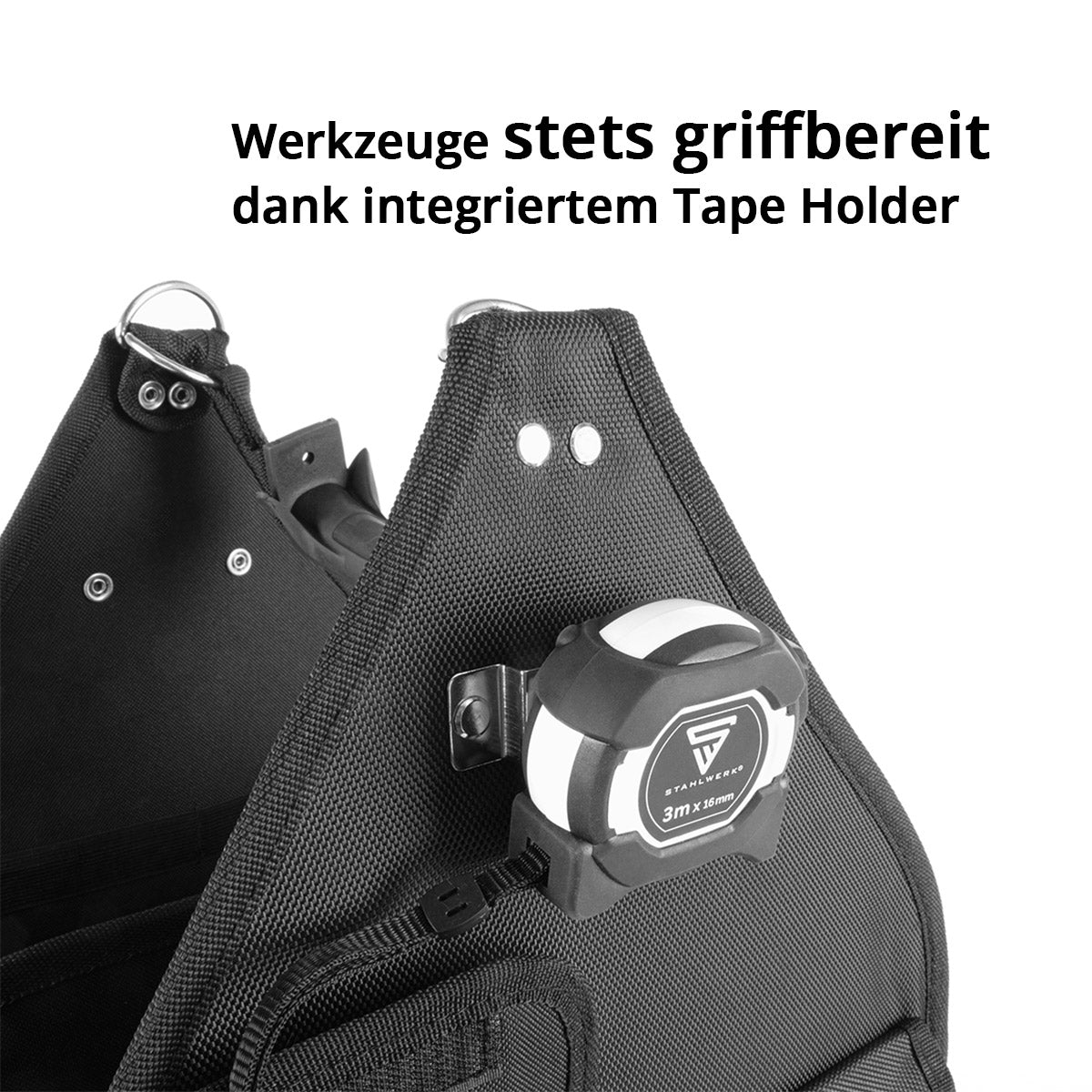Borsa per utensili Stahlwerk con 11 tasche esterne e 2 grandi compartimenti interni con 5 tasche interne, robusto custodia per assemblaggio / borsa per utensili con manico e tracolla in tessuto durevole in poliestere