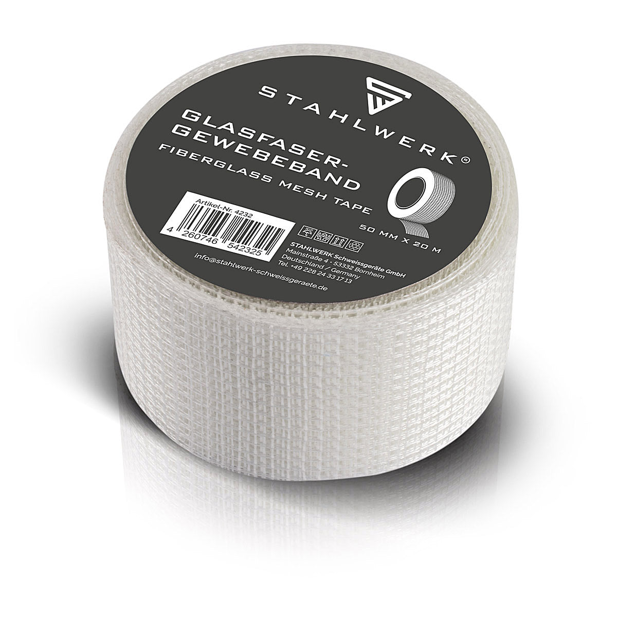 Steelwork glass fiber tissue tape 20 m x 50 mm, self-adhesive drywall joint tape / cod corner strip / reinforcement strip with grid structure for filler work
