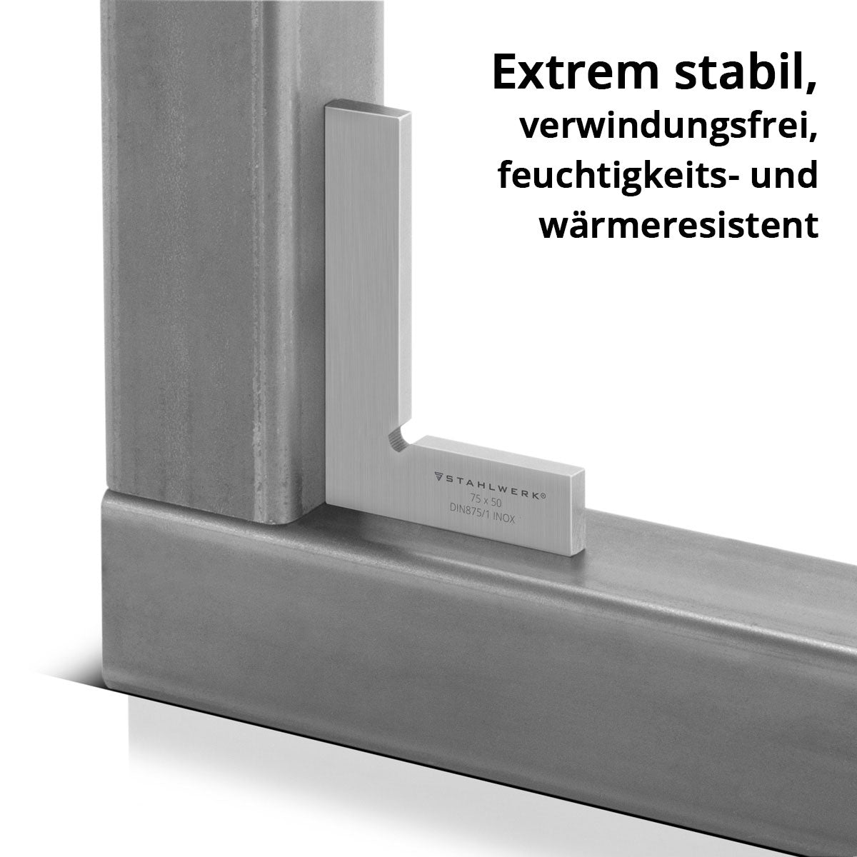 STAHLWERK Flachwinkel 90° 75 x 50 mm DIN 875/1 Kontrollwinkel / Schlosserwinkel / Anschlagwinkel aus rostfreiem Edelstahl