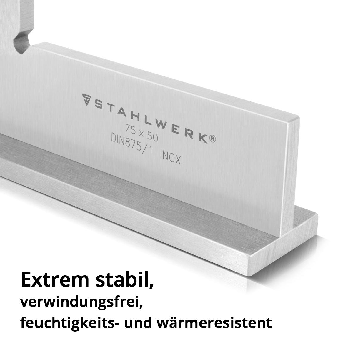 STAHLWERK Anschlagwinkel 90° 75 x 50 mm DIN 875/1 Schlosserwinkel / Winkelanschlag / Präzisionswinkel aus rostfreiem Edelstahl