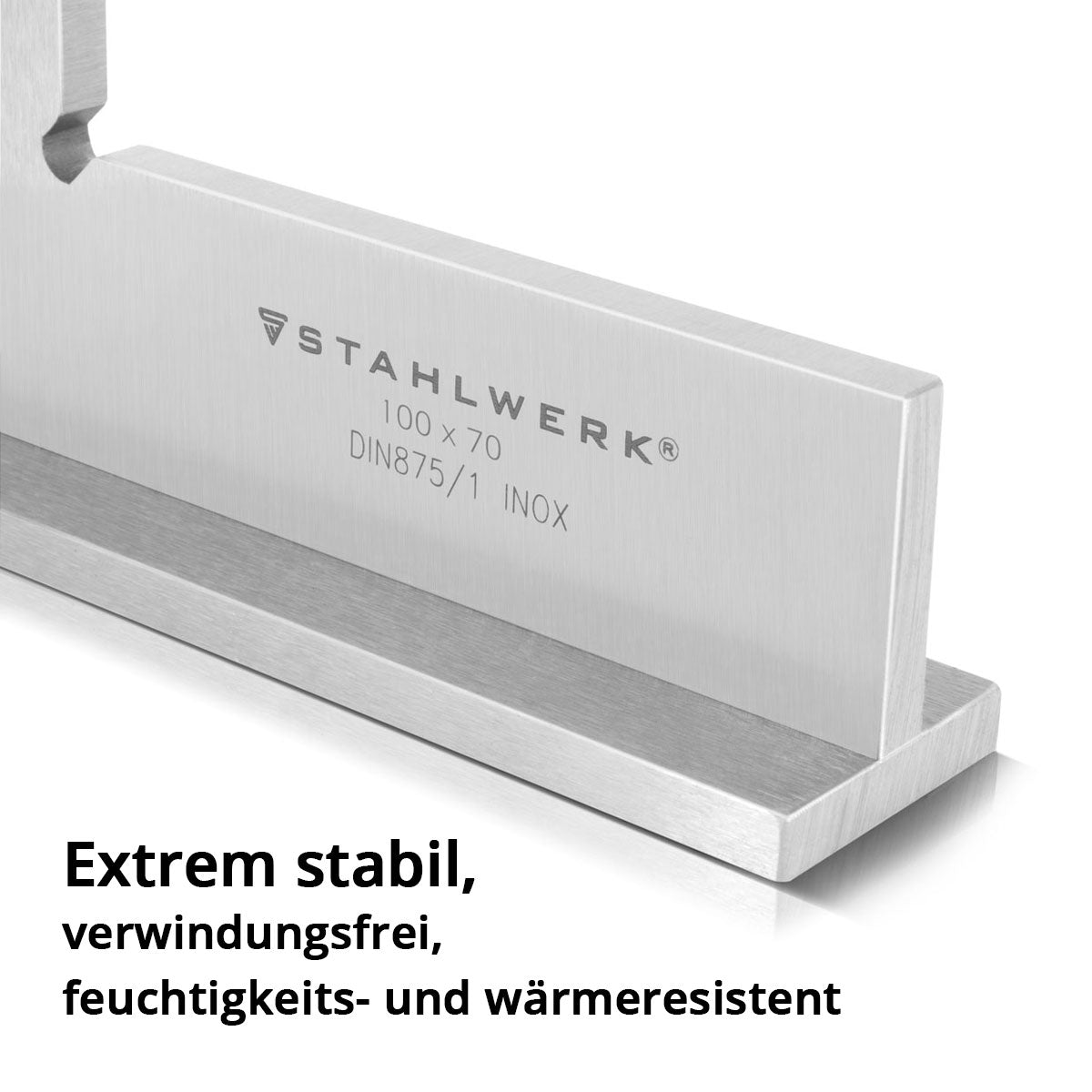 STAHLWERK Anschlagwinkel 90° 100 x 70 mm DIN 875/1 Schlosserwinkel / Winkelanschlag / Präzisionswinkel aus rostfreiem Edelstahl