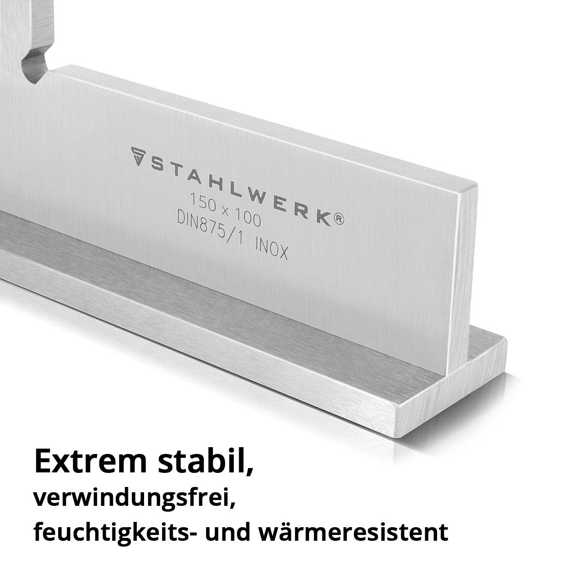 STAHLWERK Anschlagwinkel 90° 150 x 100 mm DIN 875/1 Schlosserwinkel / Winkelanschlag / Präzisionswinkel aus rostfreiem Edelstahl