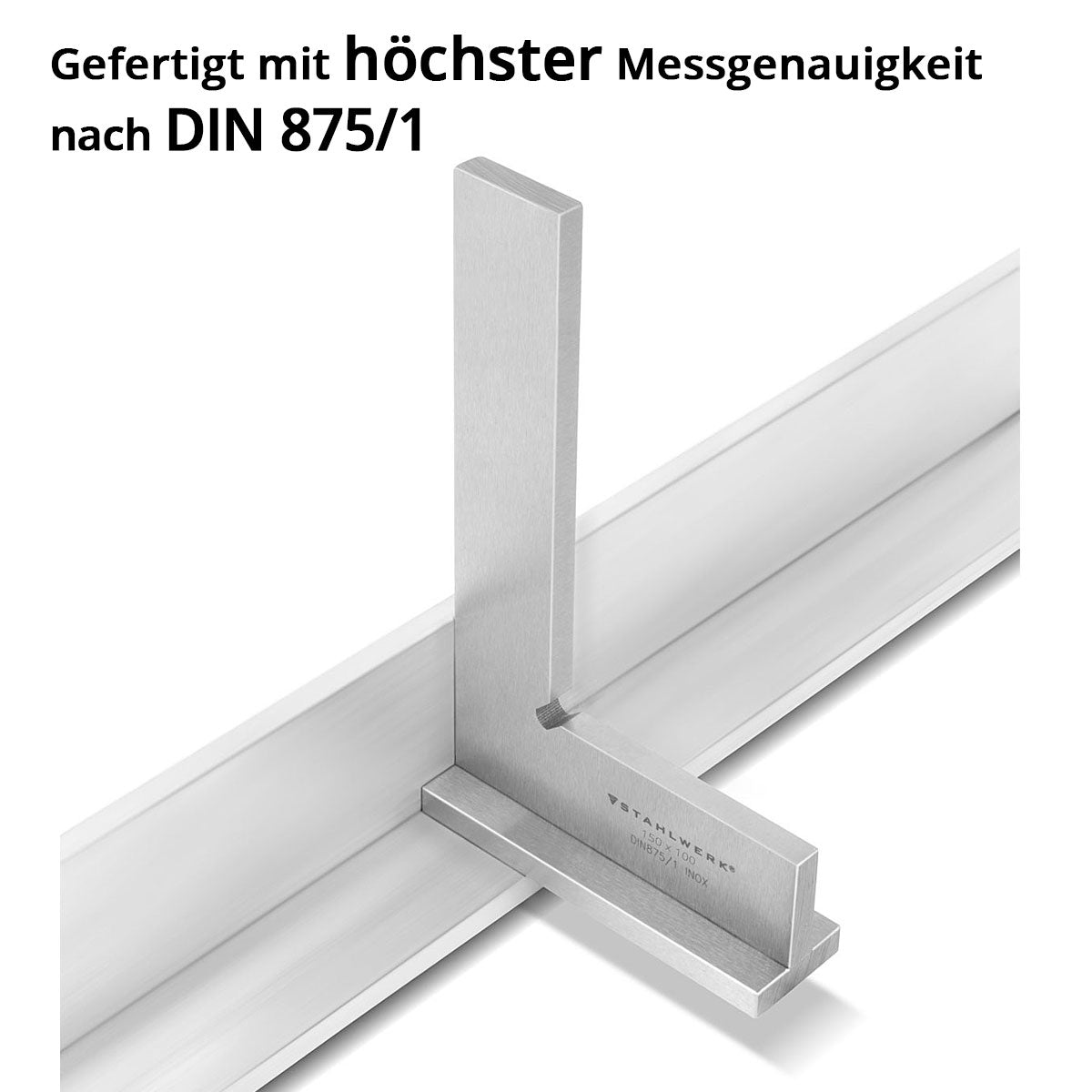 STAHLWERK Anschlagwinkel 90° 150 x 100 mm DIN 875/1 Schlosserwinkel / Winkelanschlag / Präzisionswinkel aus rostfreiem Edelstahl