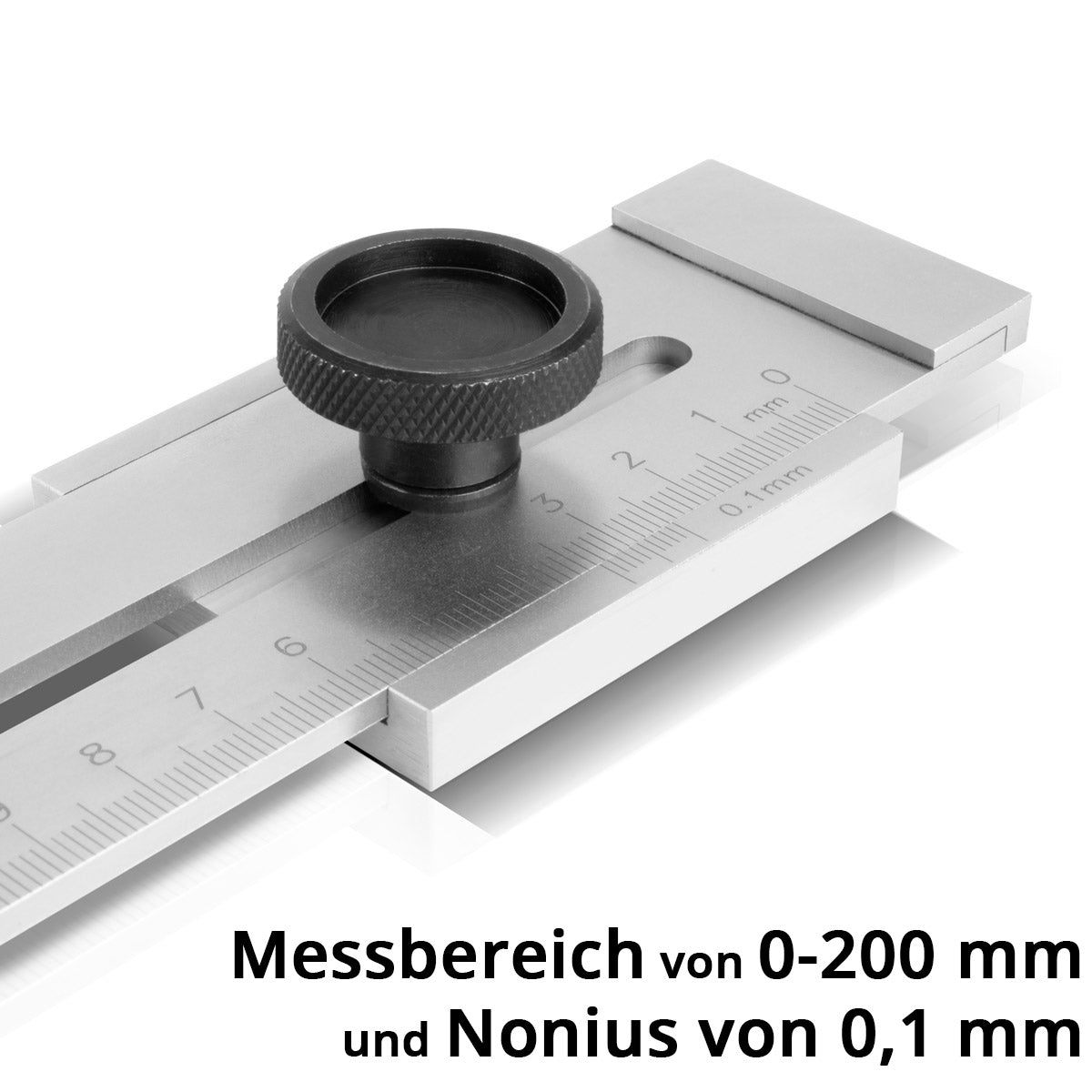 Dimensione della stringa di acciaio con gamma di misurazione di 200 mm e 0,1 mm Nonous, strumento di arrivo / teoria della marcatura / antica lineare con un diapositiva piatta in acciaio inossidabile privo di ruggine