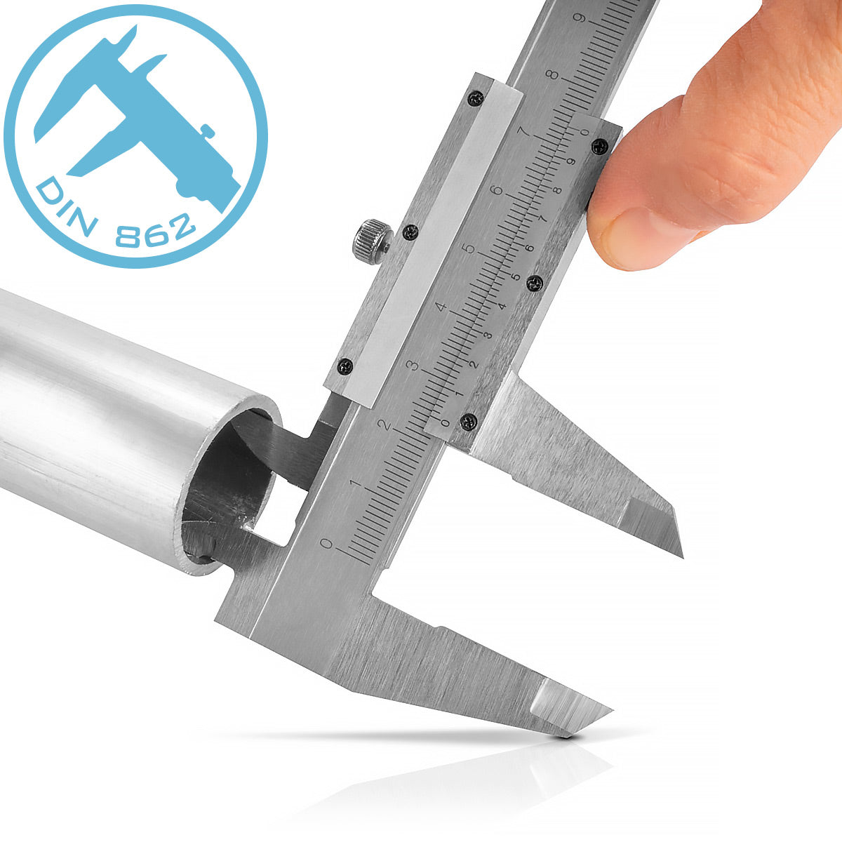 STAHLWERK Messschieber 0-150 mm DIN 862 Schieblehre / Messlehre aus gehärtetem Carbon-Stahl für Außen-, Innen- und Tiefenmaß