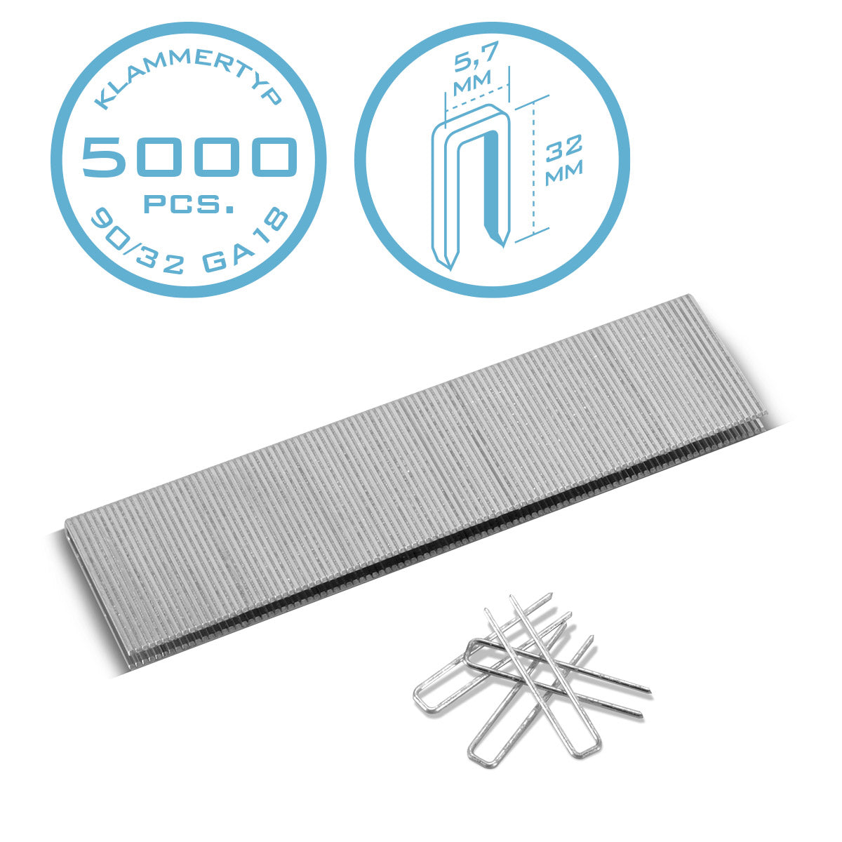 STAHLWERK Heftklammern Typ 90 (1,25 x 1,0 mm) mit 32 mm Länge im 5000er Set | Tackerklammern | Klammern für Handtacker, Drucklufttacker und Elektrotacker