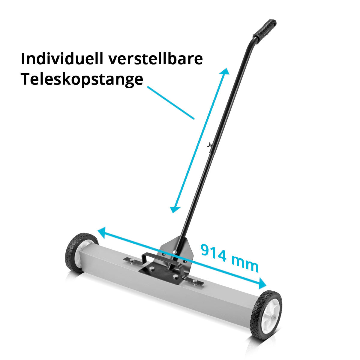 STAHLWERK Magnet-Bodenkehrer MBK-36 ST mit 914 mm Breite und 22,5 kg Fassungsvermögen, Magnetbesen / Spänesammler / Magnetische Kehrmaschine für Metallspäne, Schrauben, Nägel und andere magnetische Kleinteile