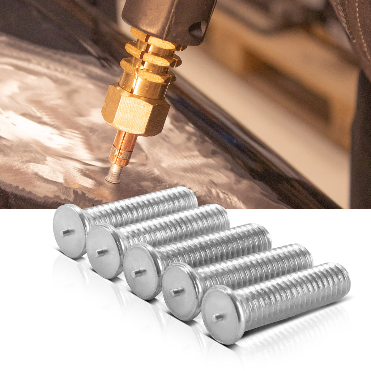 STAHLWERK Aluminium Schweißbolzen M4 Gewinde 100er Set, Smart Repair Zubehör für Ausbeulspotter / Dellenlifter / Punktschweißgerät / Ausbeulwerkzeug zur professionellen Reparatur von Kfz Karosserien