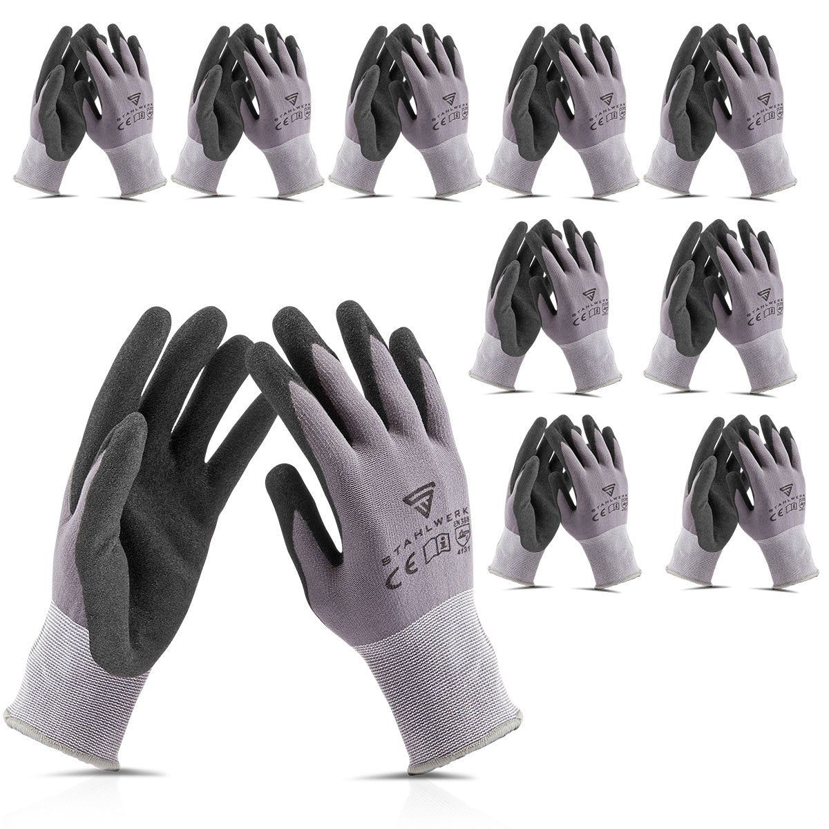 Aciler les moulins et assemblage des chaussures à main taille l 10 pack / vêtements de protection / robuste et port dur à partir du caoutchouc nitrile