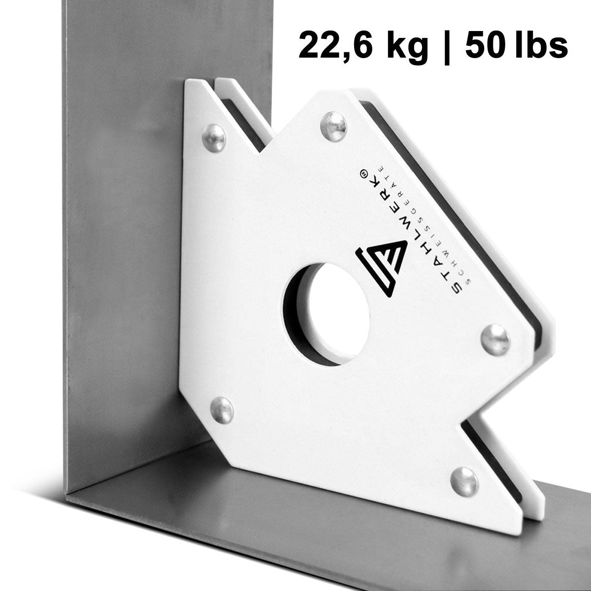 STAHLWERK 4er Set Magnet-Schweißwinkel 22,6 kg | 50 lbs robuster Schweißmagnet | Magnetwinkel | Schweißpositionierer mit starker Haftkraft