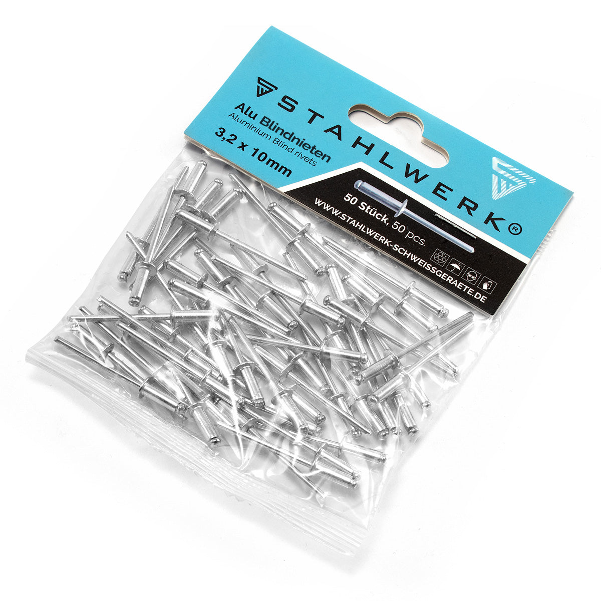 STAHLWERK 2er Set Alu-Blindnieten 2,4 x 8 mm + 3,2 x 10 mm - je 50 Stück